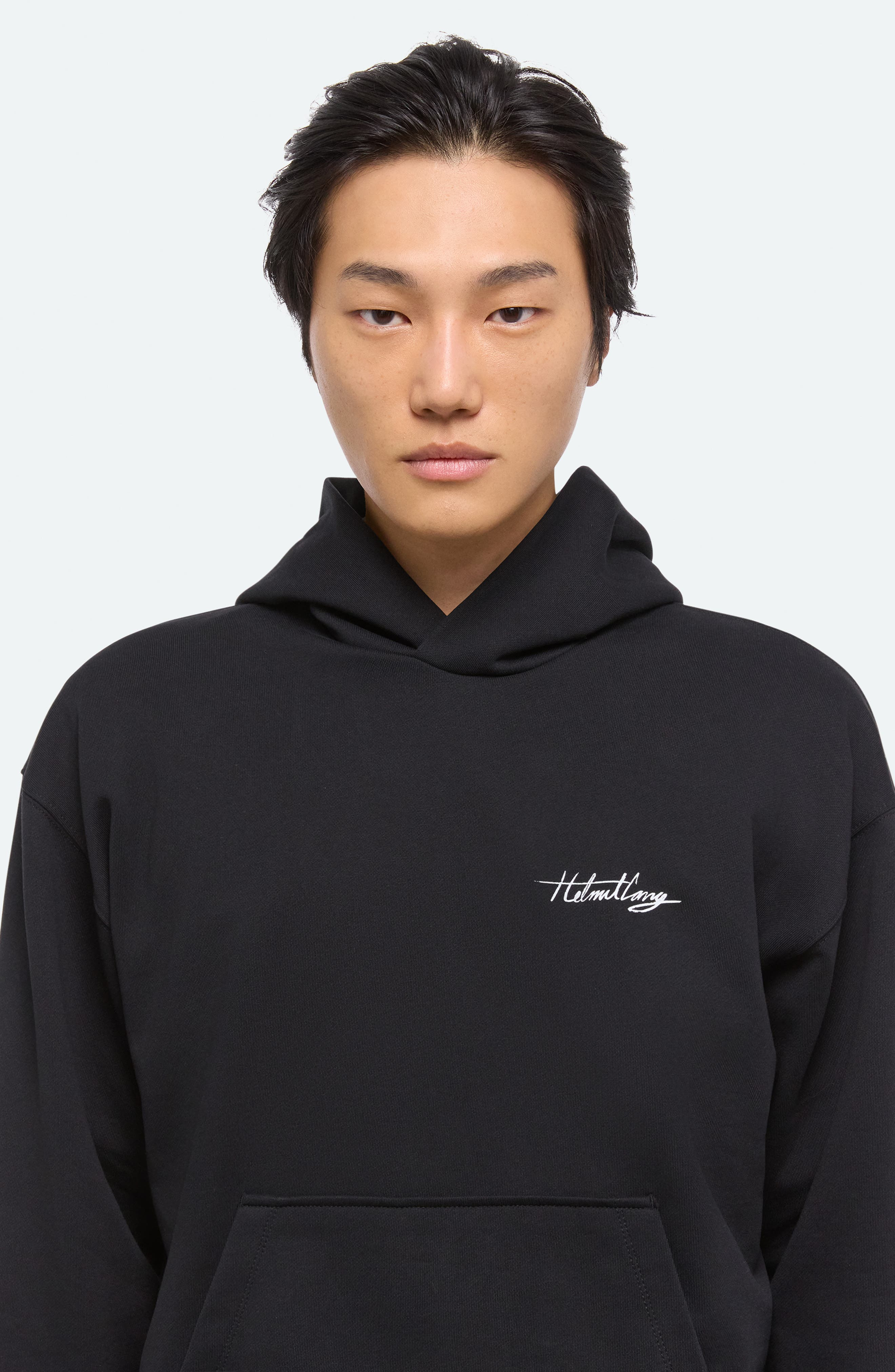 Helmut Lang Sketch Compact Cotton Graphic Hoodie in Black - 4