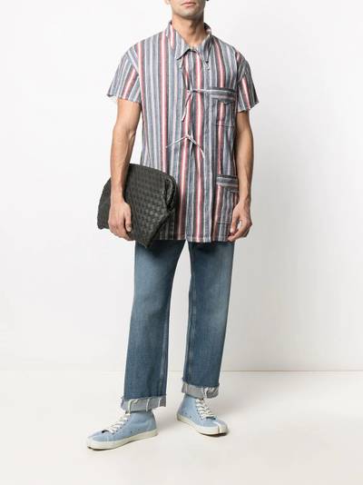 Maison Margiela vertical-stripe tie-fastening shirt outlook