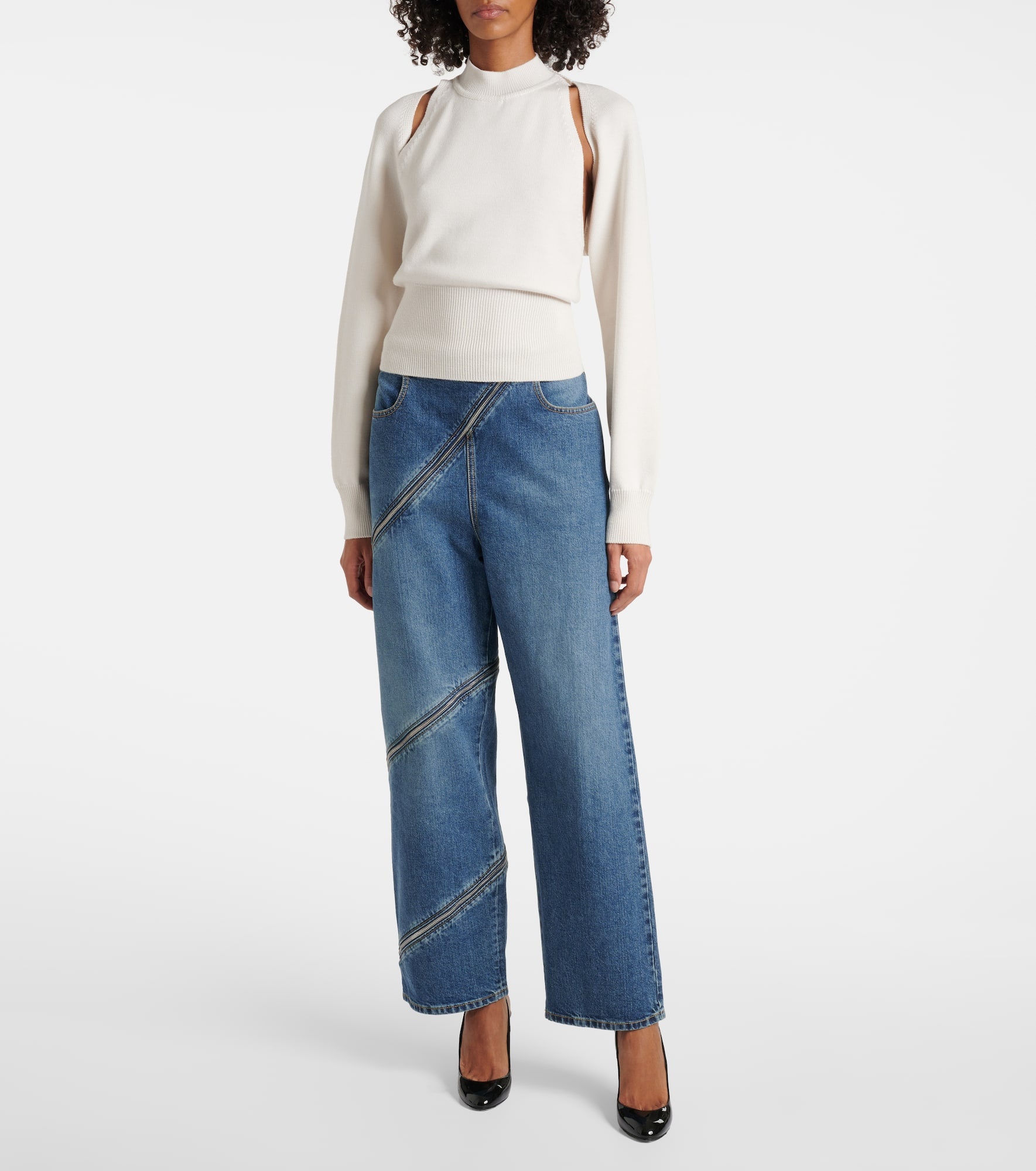 Zip-up wide-leg jeans - 2