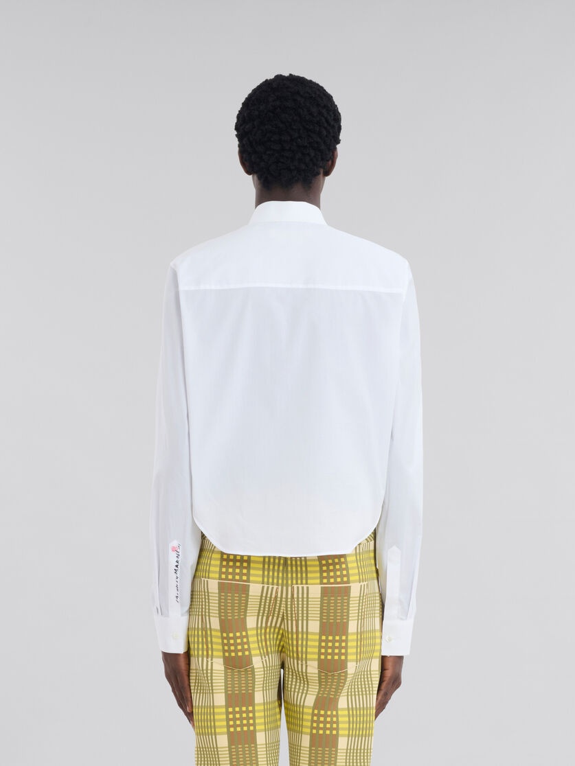 WHITE ORGANIC POPLIN SHIRT WITH CROPPED HEM - 3