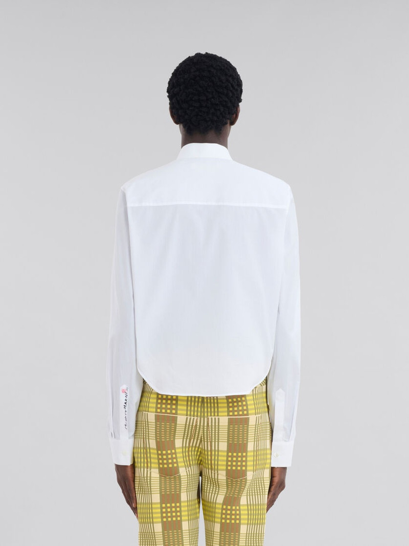 WHITE ORGANIC POPLIN SHIRT WITH CROPPED HEM 3