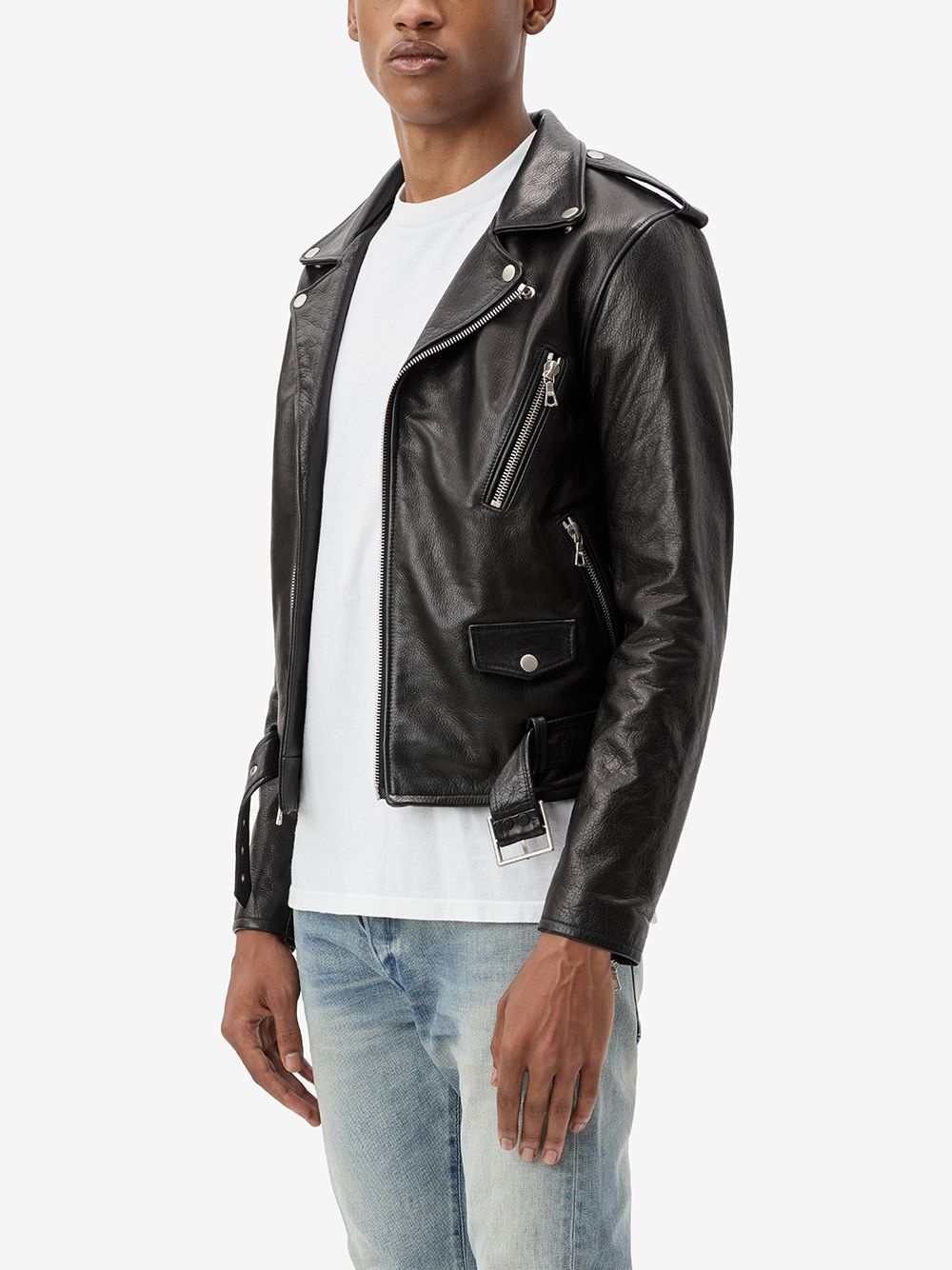 zipped biker jacket - 3