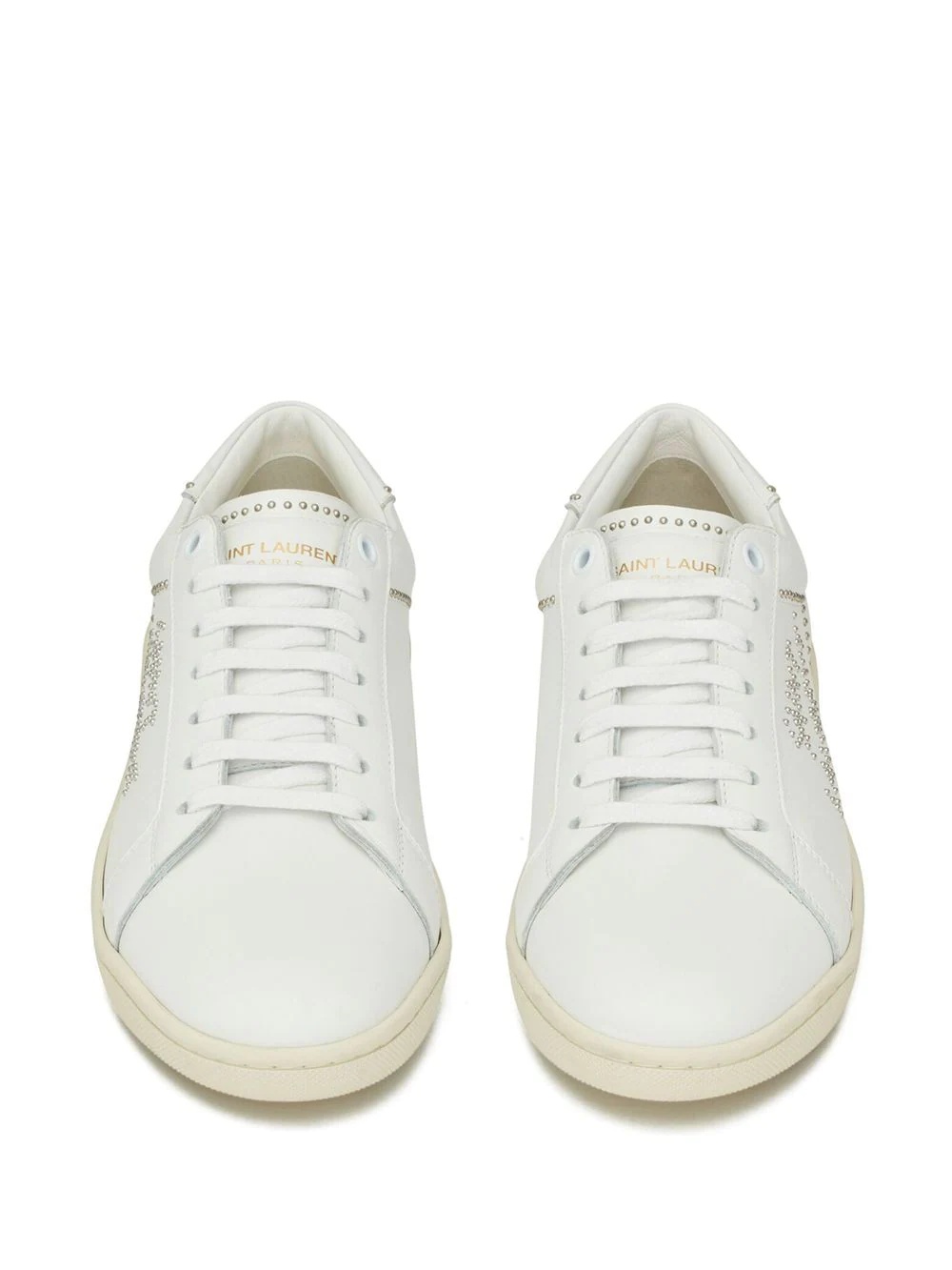 studded low-top leather sneakers - 4