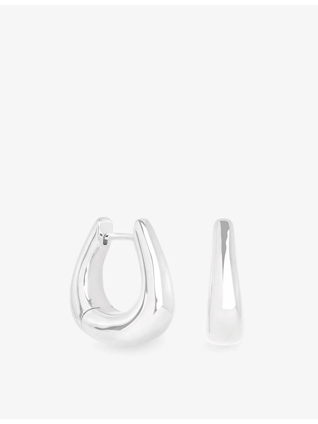 Horseshoe Rhodium-Plated Brass Hoop Earrings - 1