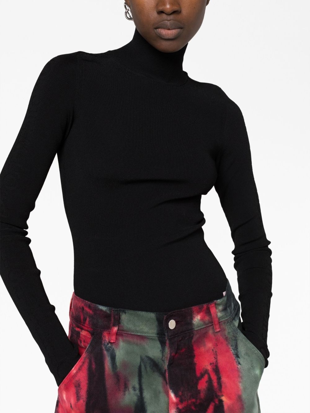 high-neck ribbed jumper - 3