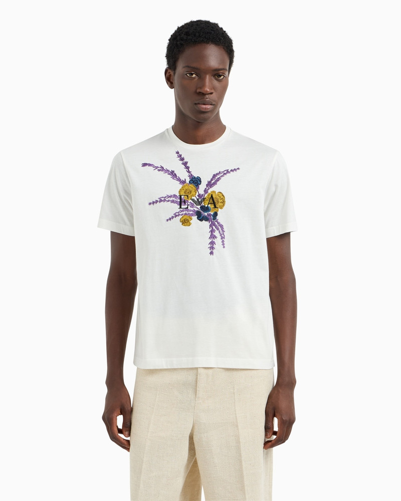 EMPORIO ARMANI ASV JERSEY T-SHIRT WITH LAVENDER EMBROIDERY outlook