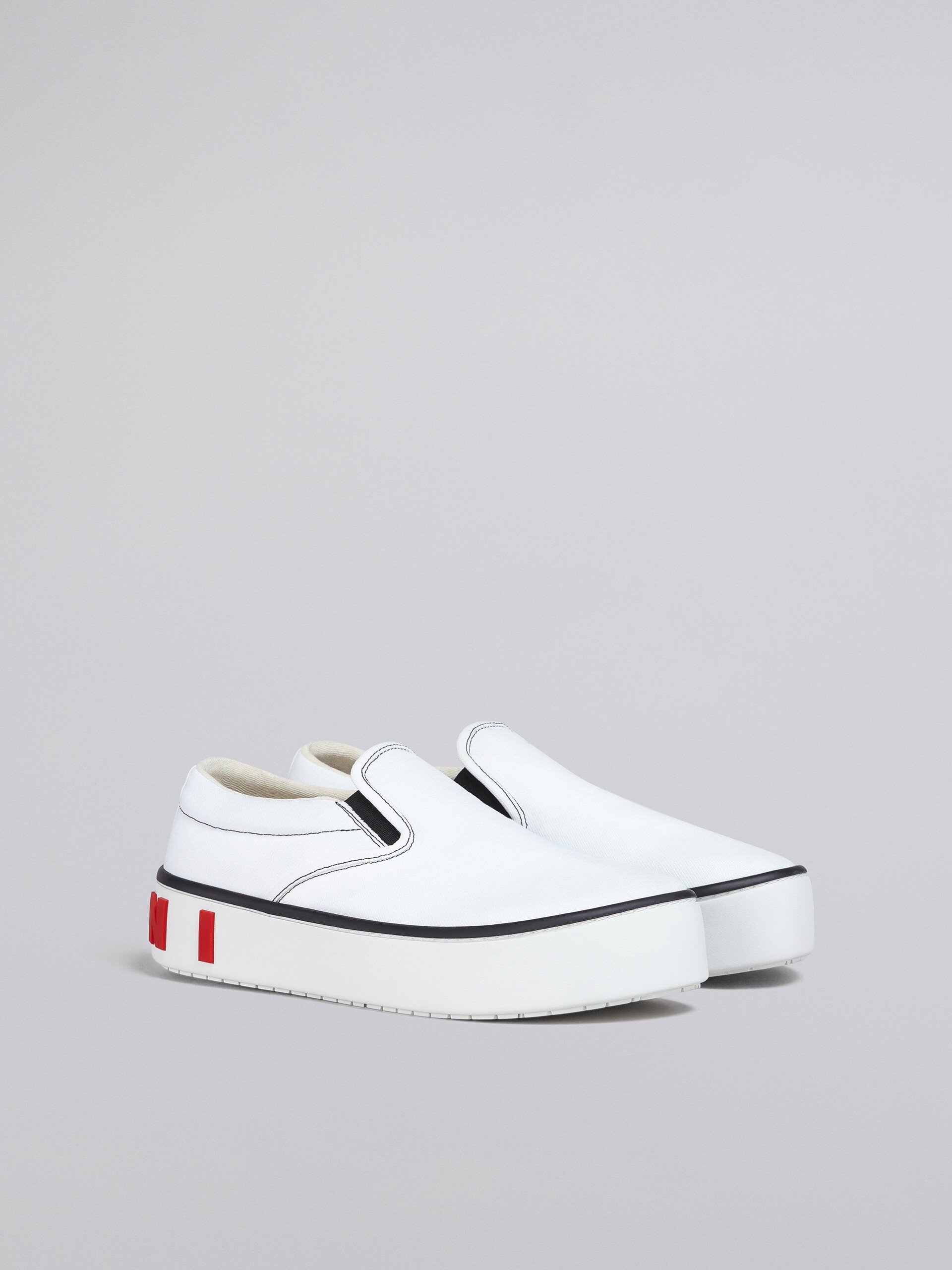 WHITE CANVAS PAW SNEAKER WITH BACK MAXI LOGO - 2