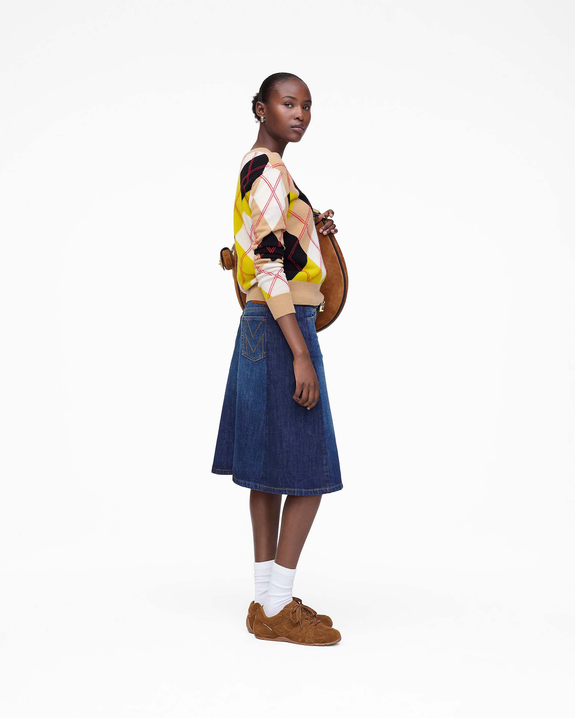 TWO TONE SHADOW DENIM SKIRT - 4
