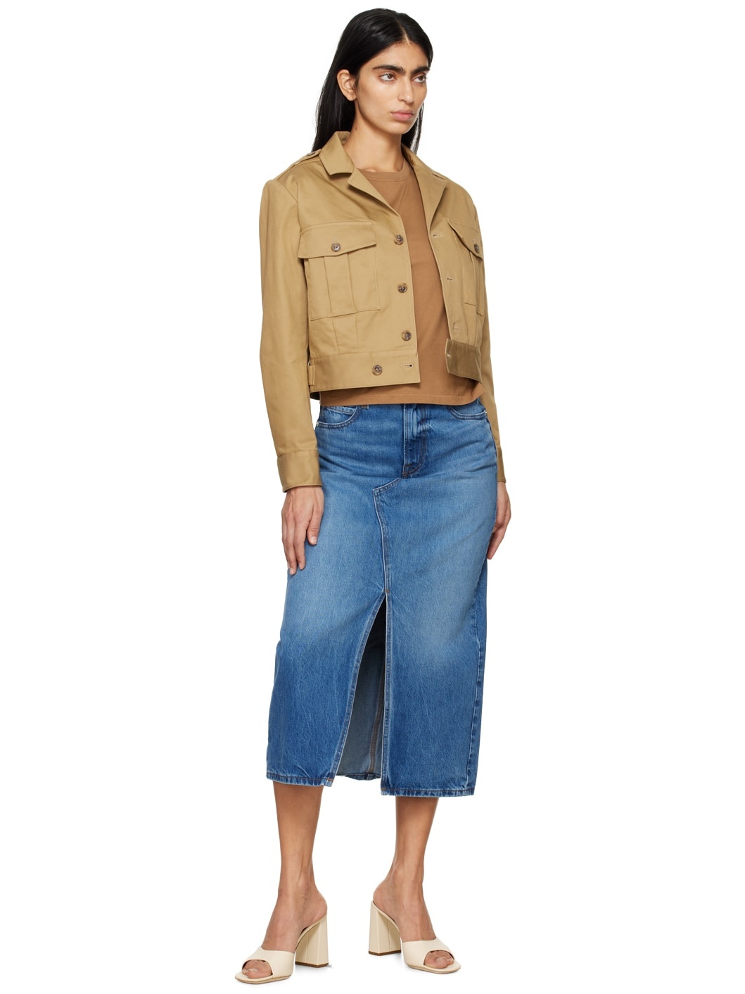 Tan Cropped Jacket - 4