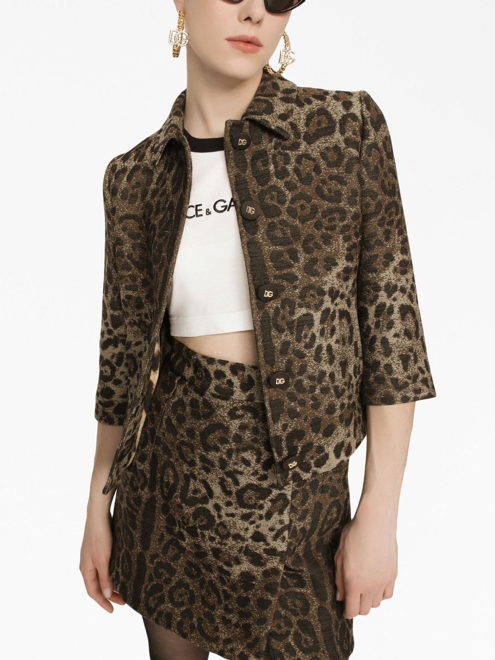 leopard-patterned jacquard jacket - 5