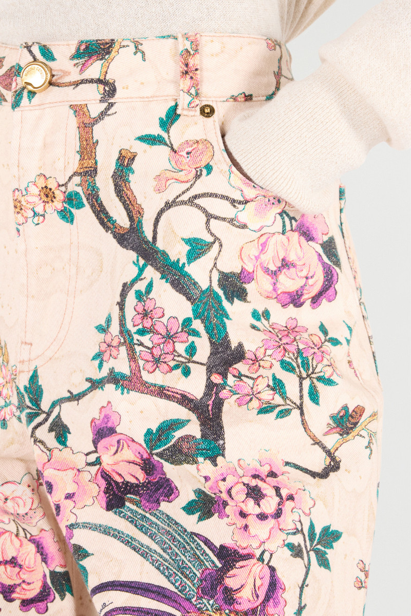 Jeans With Oriental Bird Print 7