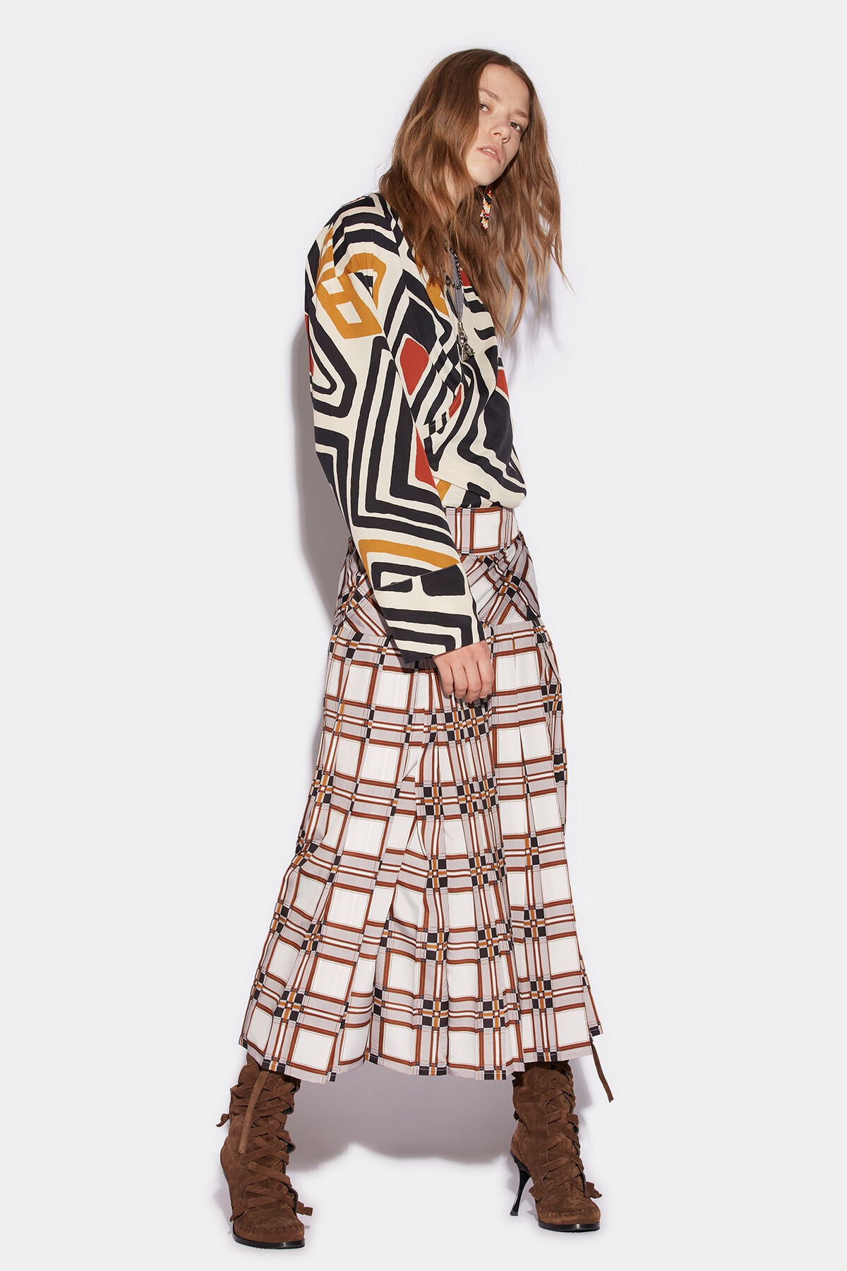 TARTAN PLEATED SKIRT - 1