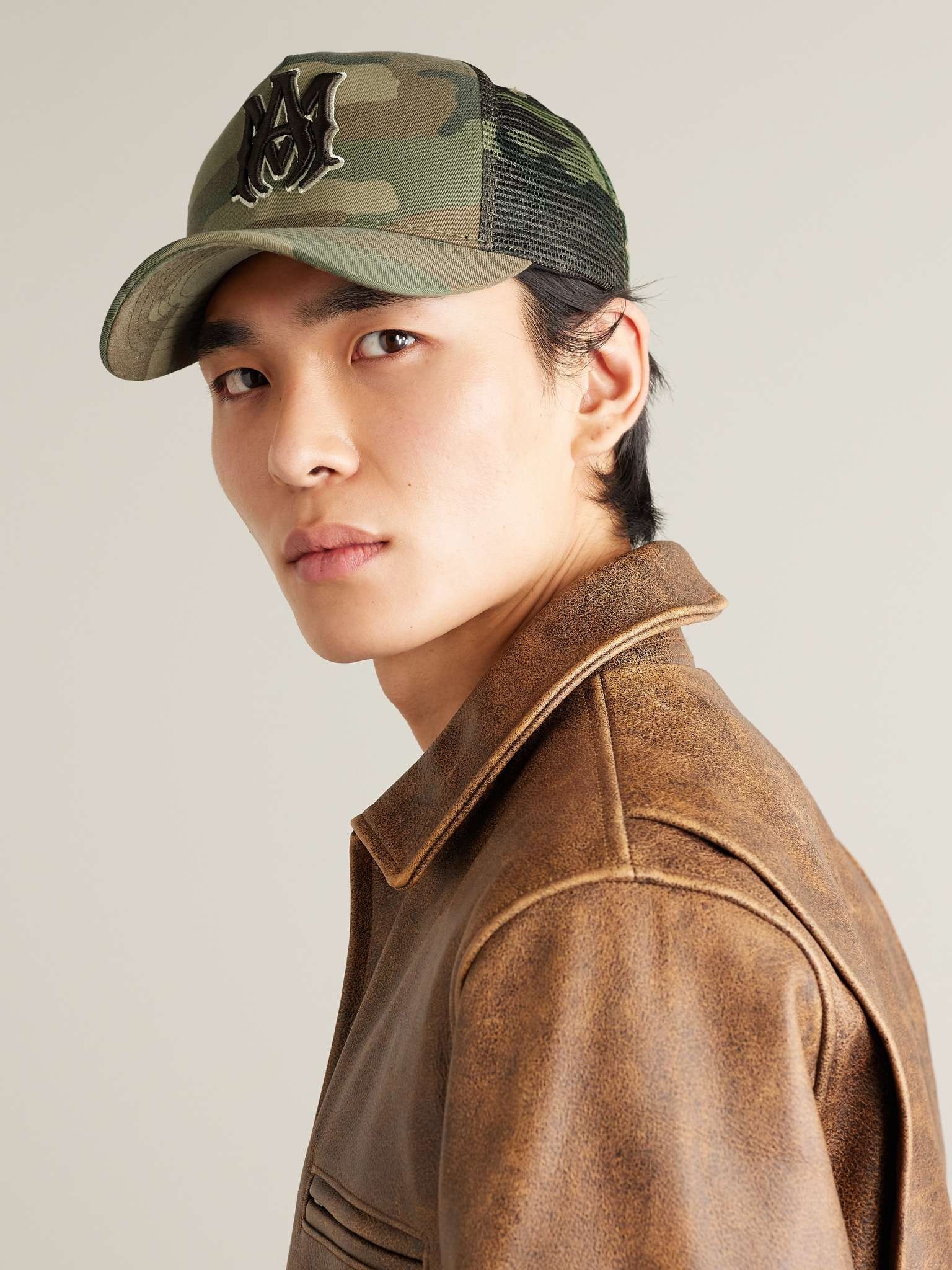 MA Logo-Embroidered Camouflage-Print Cotton-Canvas and Mesh Trucker Cap - 2