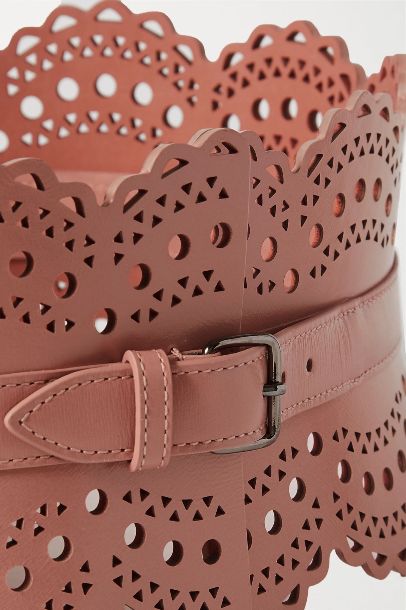 Laser-cut leather waist belt - 4