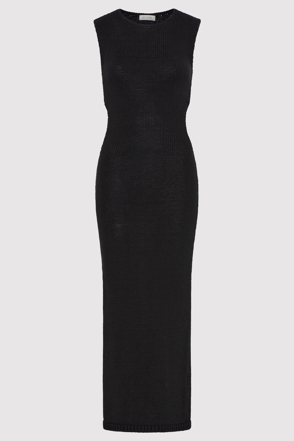 Linen Silk Blend Cut Out Dress - Black - 1