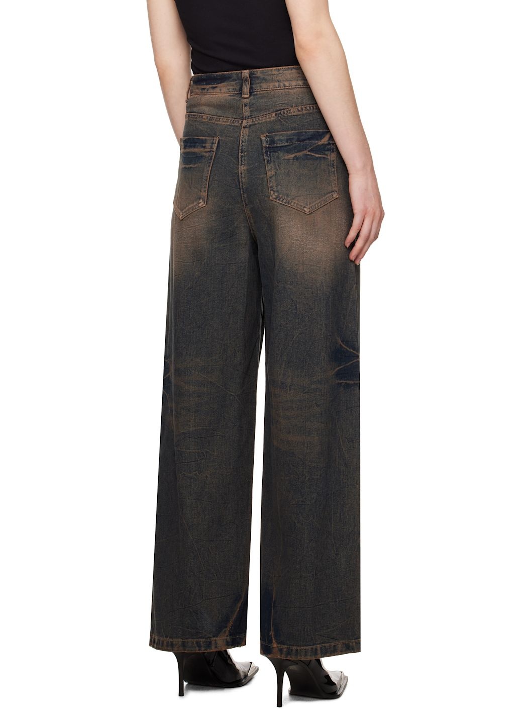 Blue Loose Fit Dirty Washed Jeans - 3