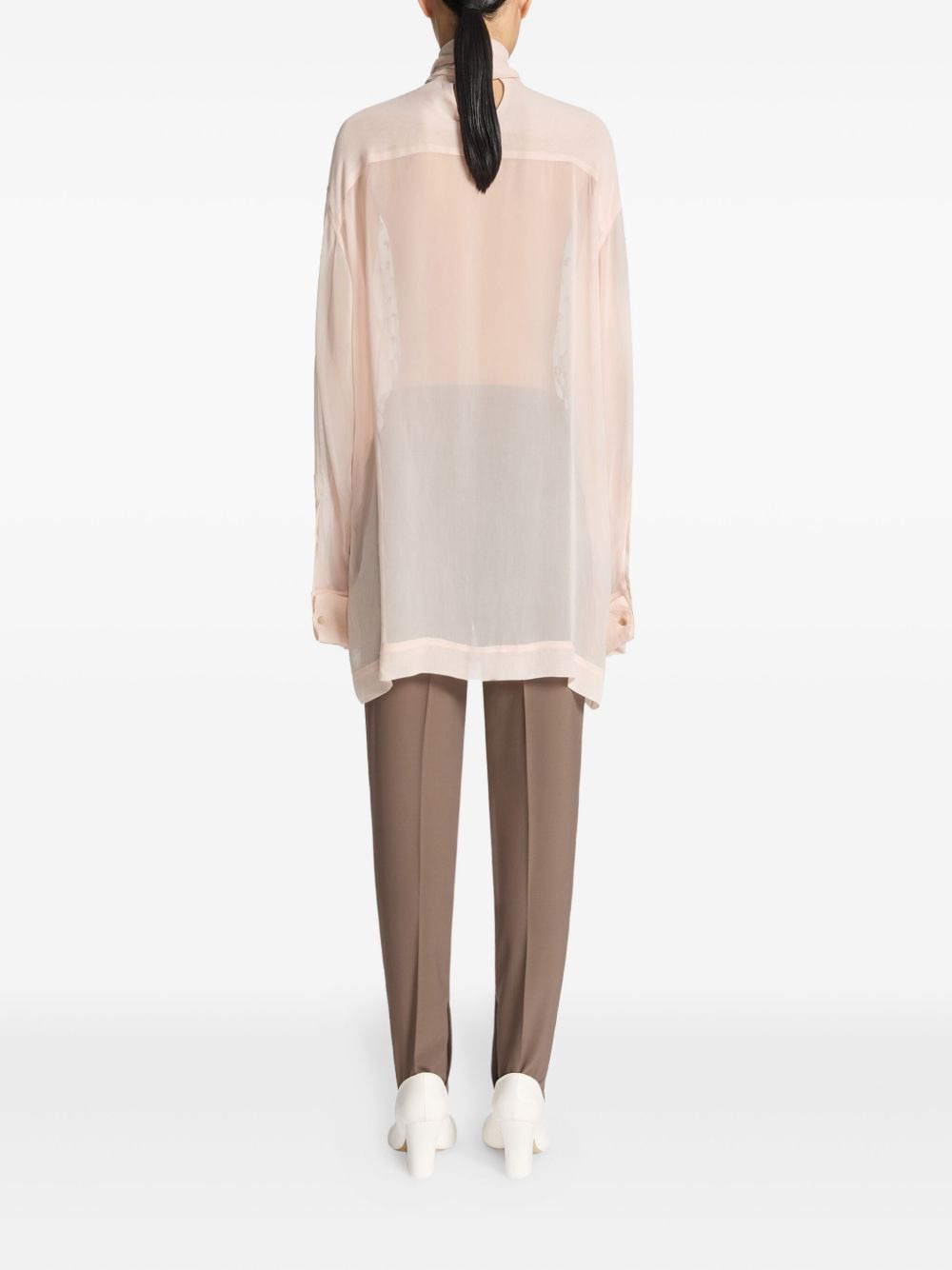 embellished tie-neck blouse - 4