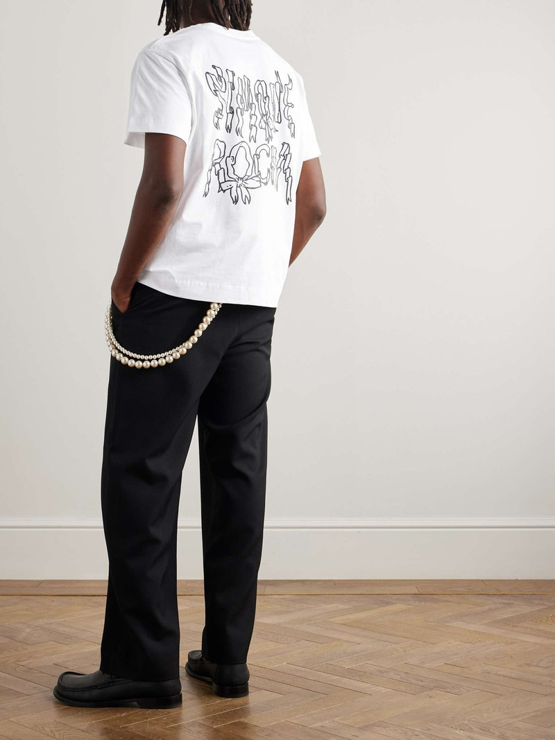 Simone Rocha Ribbon Logo-Print Cotton-Jersey T-Shirt outlook