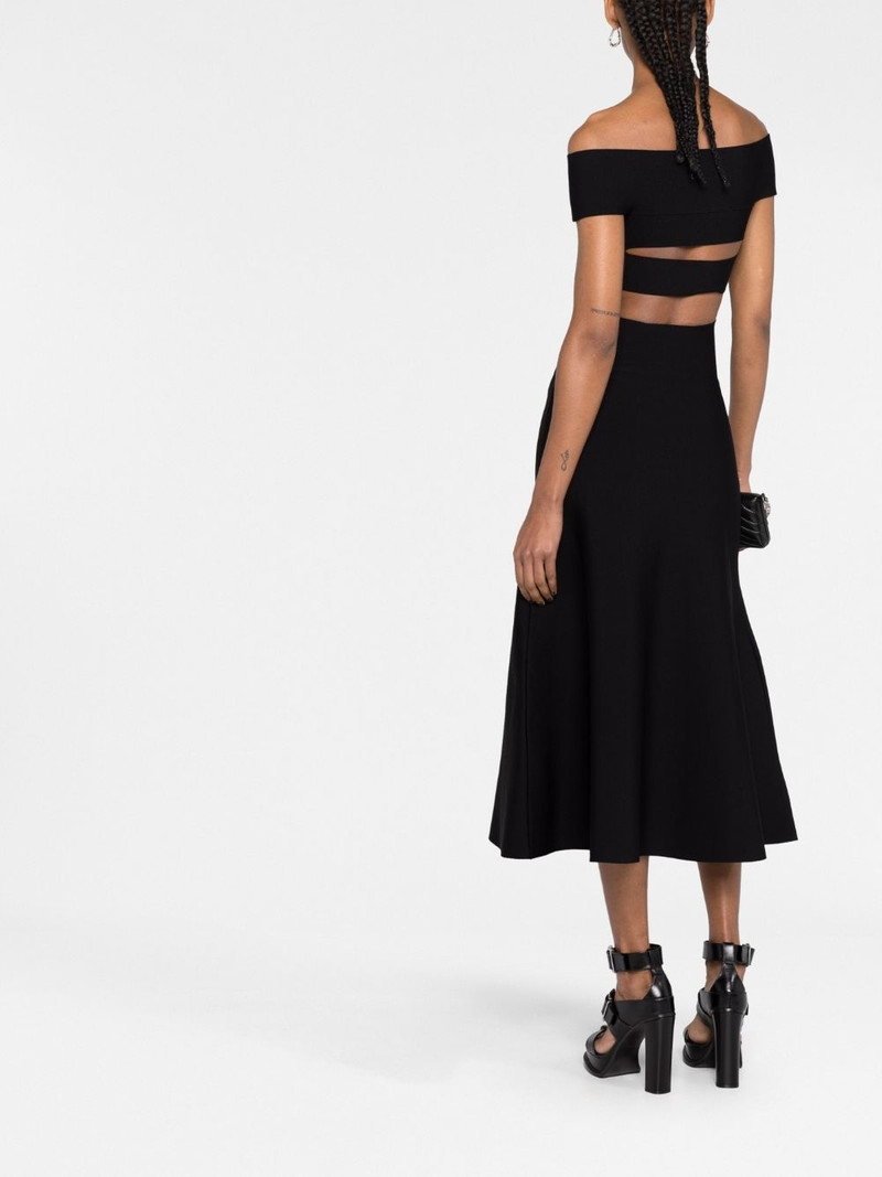 off-shoulder flared midi dress 6