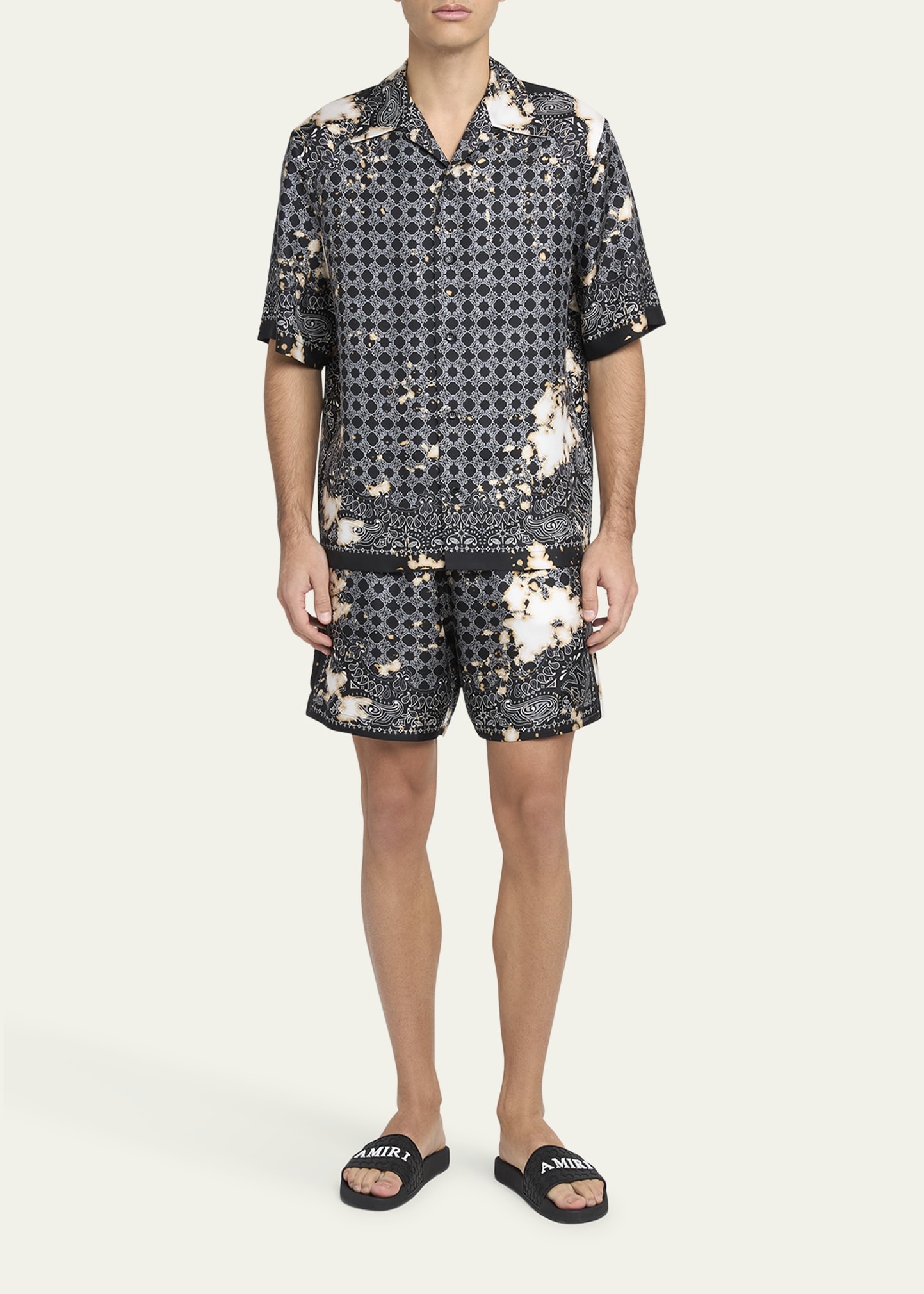 Men's Bleached Silk Bandana Bowling Shirt - 2