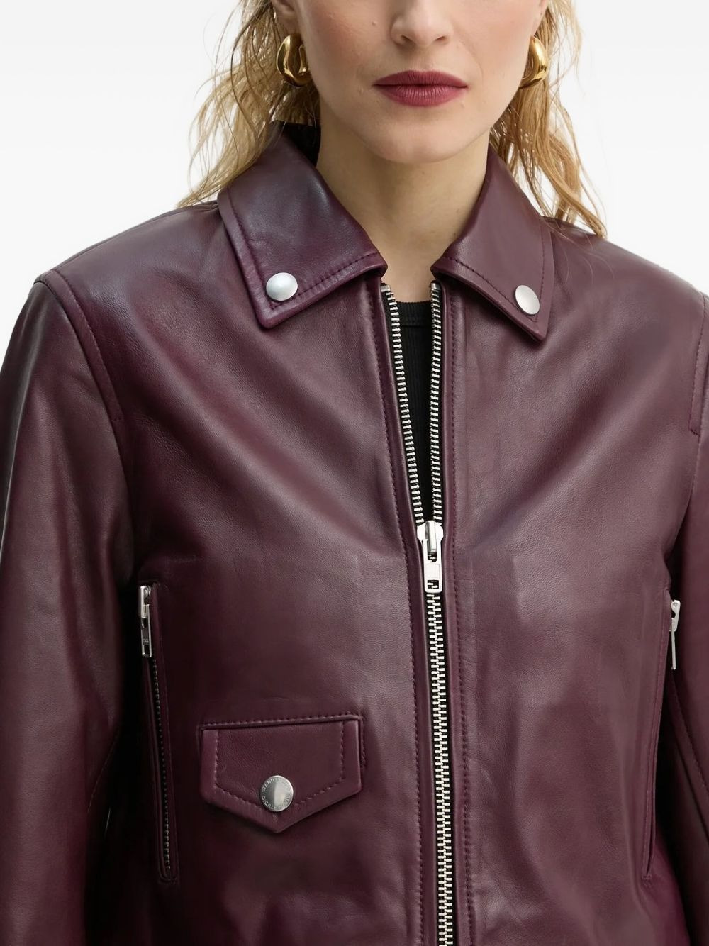 zip-fastening flap-pocket leather jacket - 3