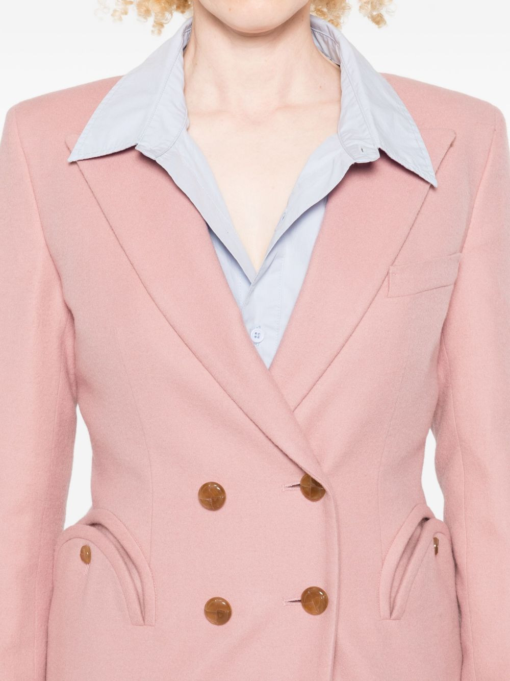 double-breasted round-pockets blazer - 5