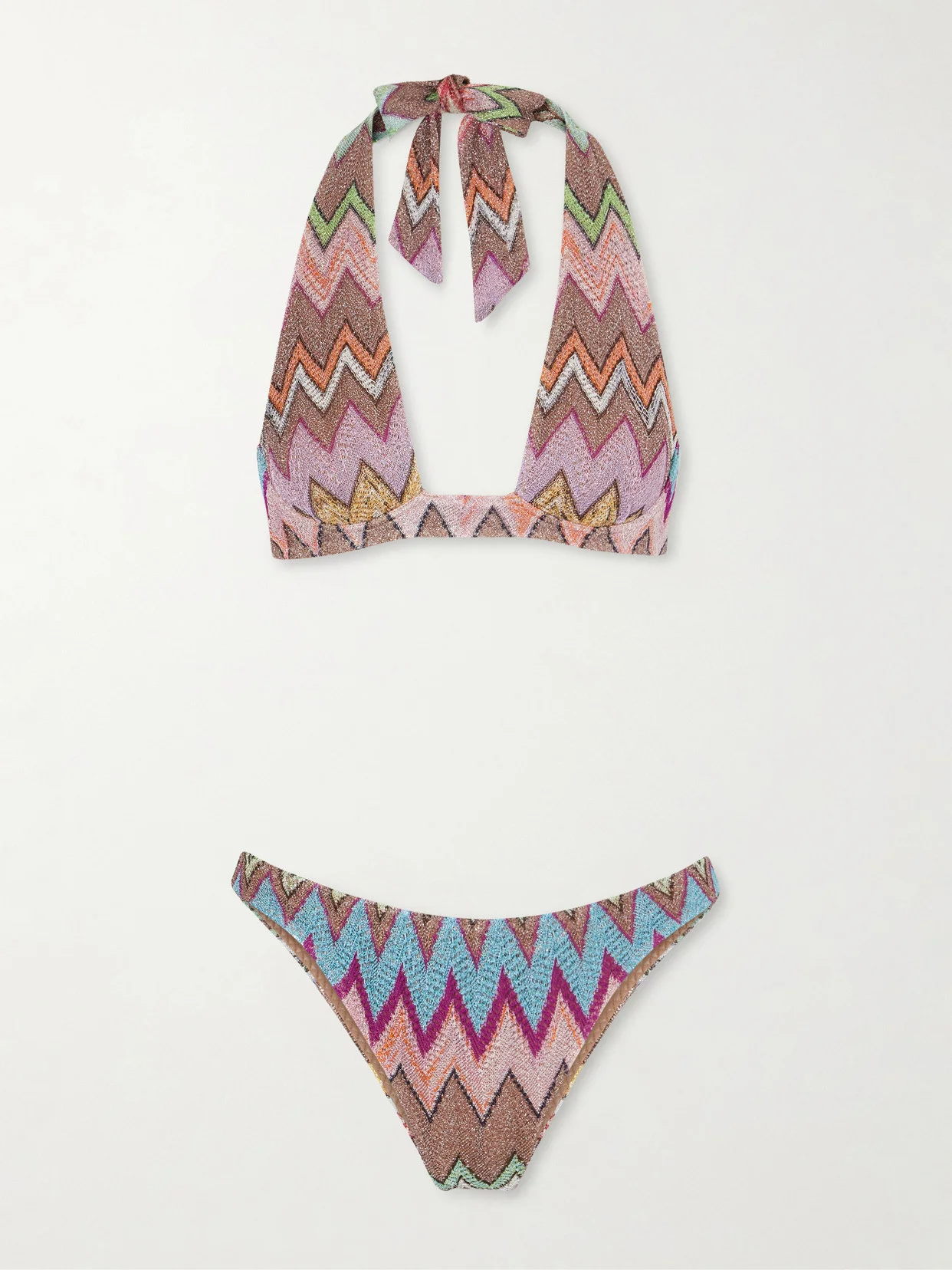 Mare Striped Metallic Crochet-knit Bikini - 1