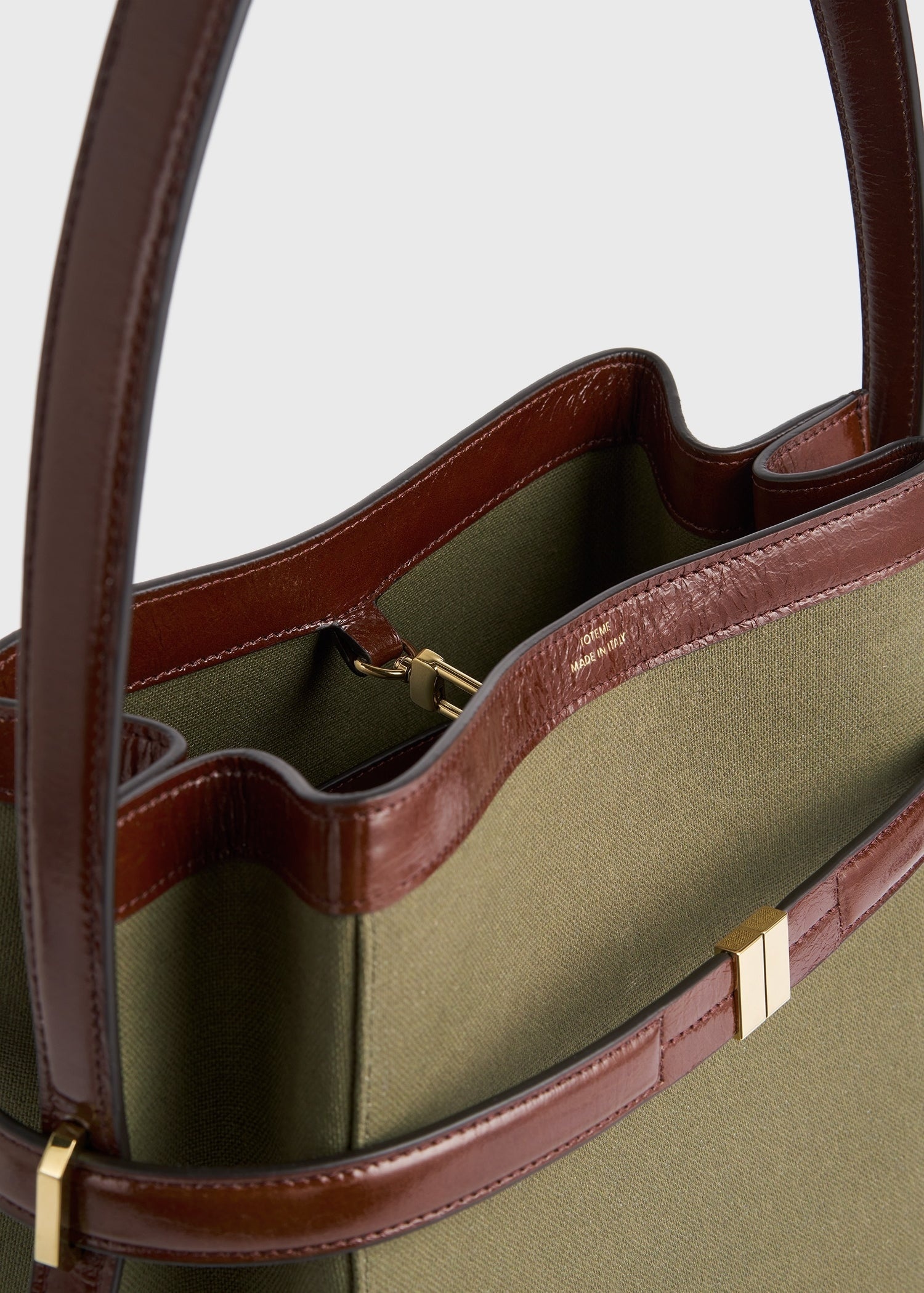 Belted canvas bucket bag khaki green - 7