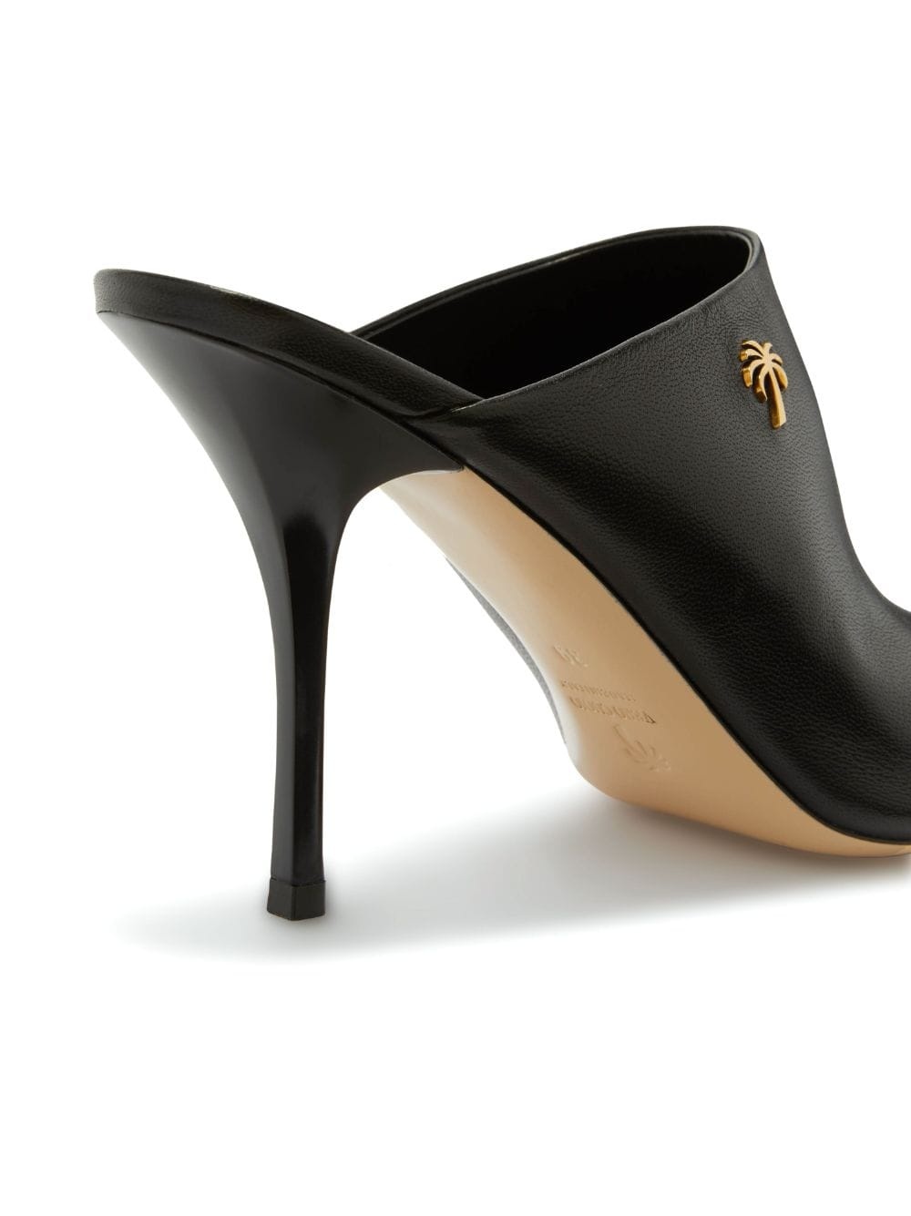 Palm-motif 95mm leather mules - 4