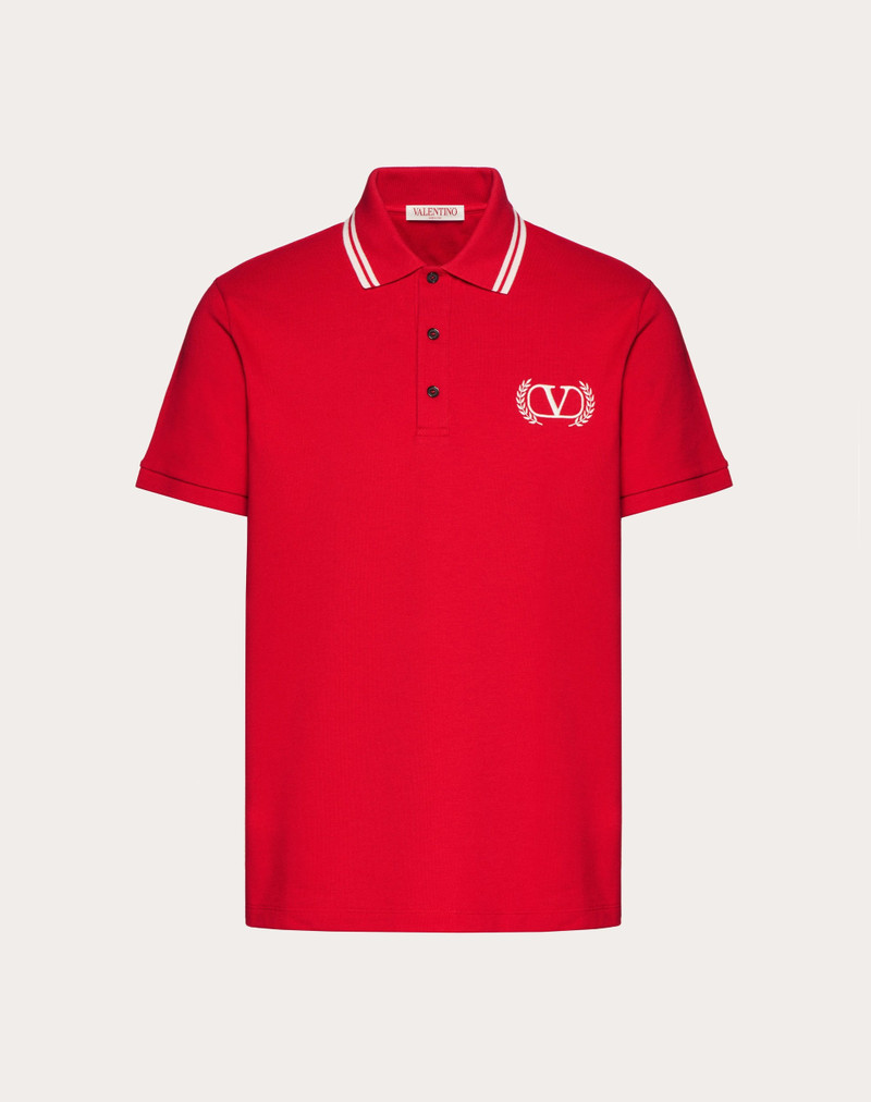 COTTON-PIQUE POLO SHIRT WITH MAISON VALENTINO EMBROIDERY 1