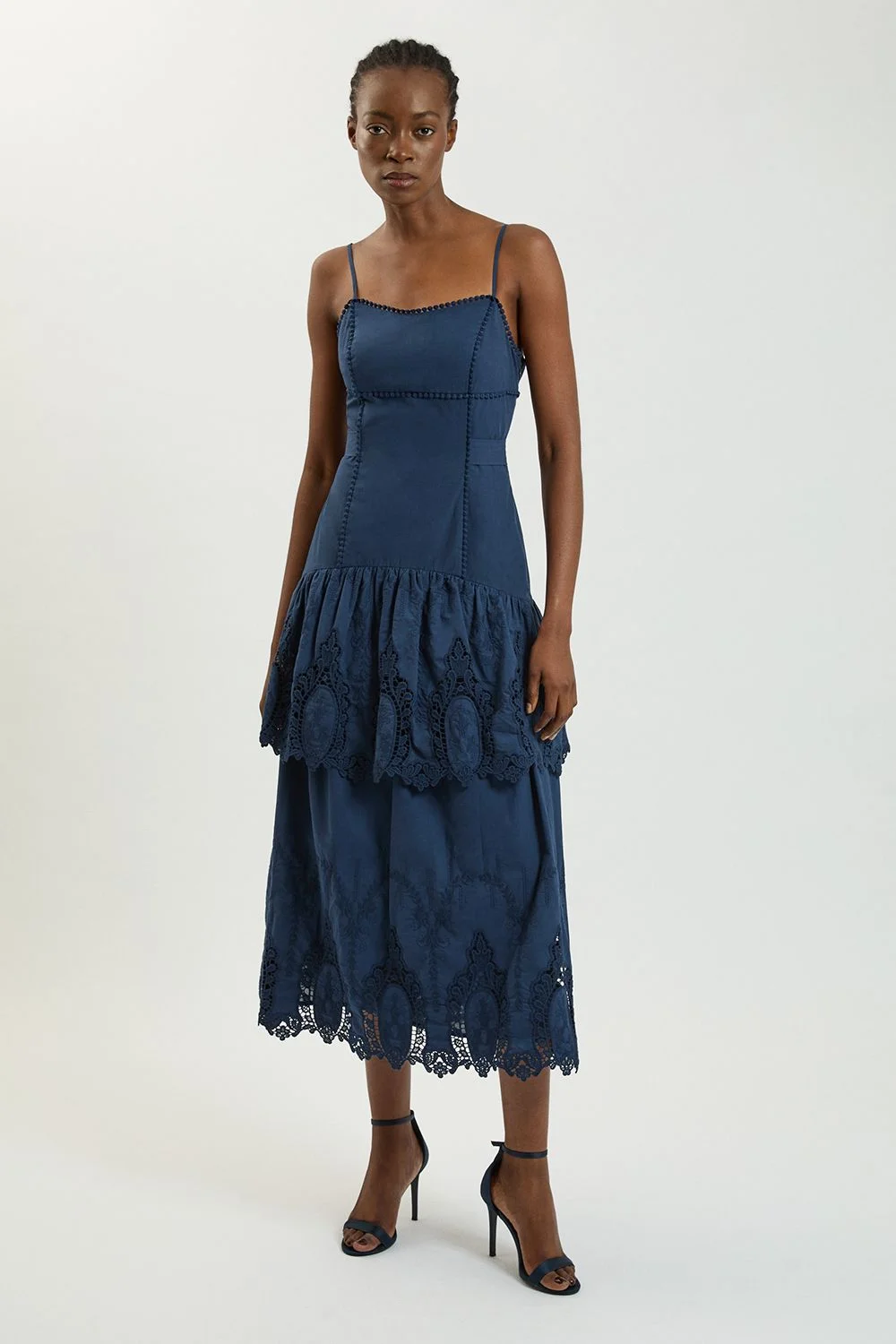 cotton cutwork dress KAREN MILLEN Strappy Woven Midi - BKK29279-148 showcasing expert craftsmanship with CAMO Colors:Mossy Oak NEW Brk UP INV-D223148 Remi cotton Pink Lace Sequin High