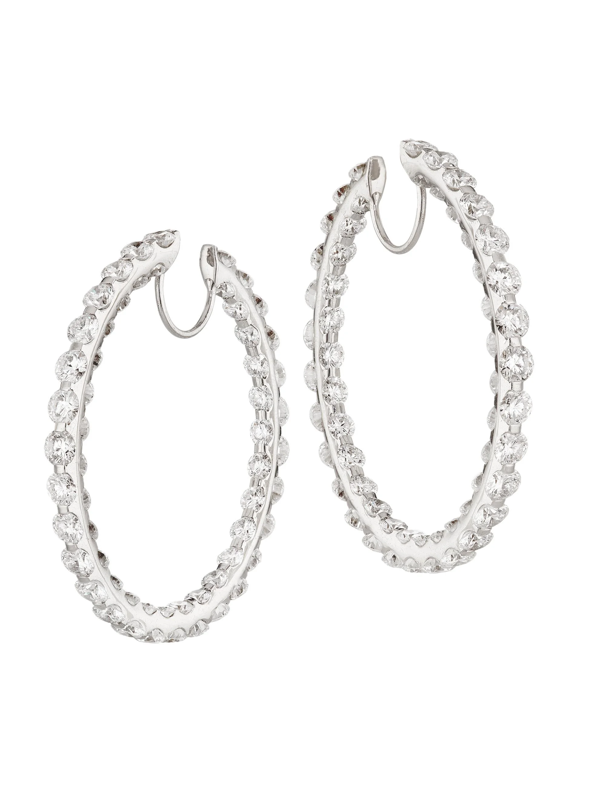 Women's Artisan Pieces 18K White Gold & 14.94 TCW Diamond Hoop Earrings - White Gold - 1