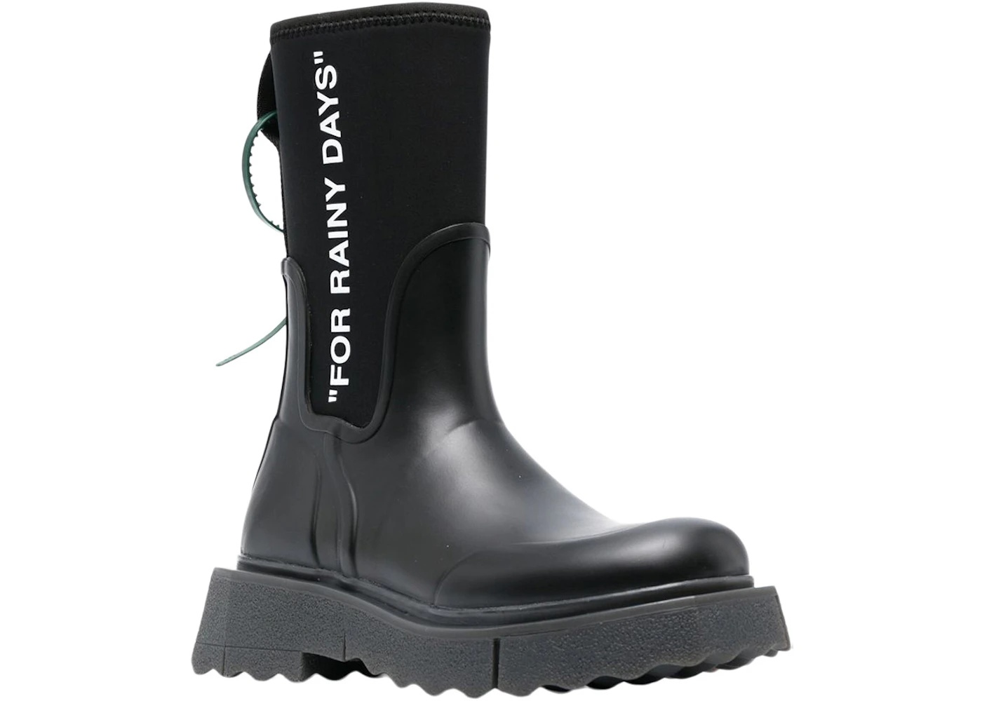 OFF_WHITE Sponge Rubber Rainboot Black Black White (Women's) - 2