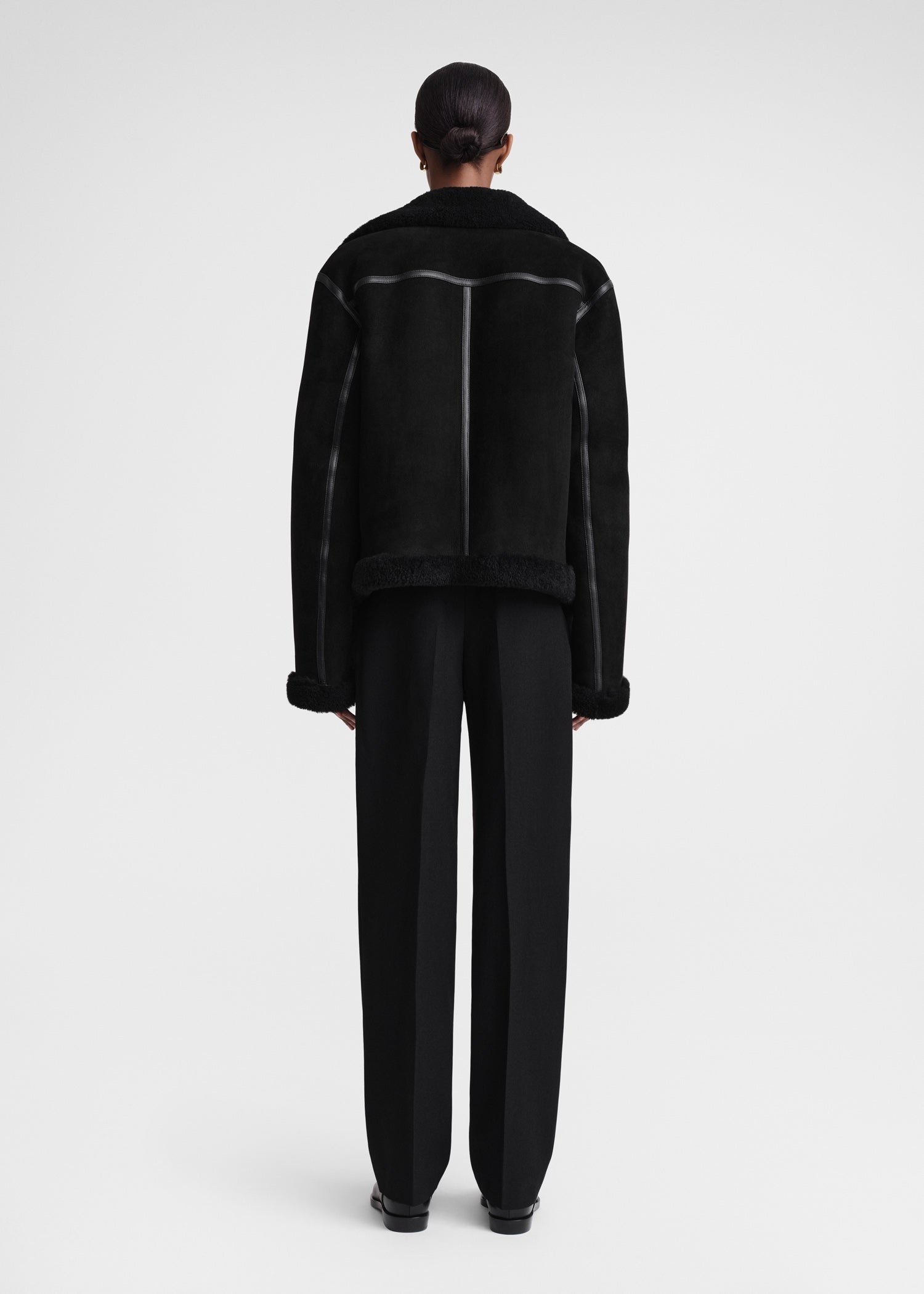 Shearling aviator jacket black - 4