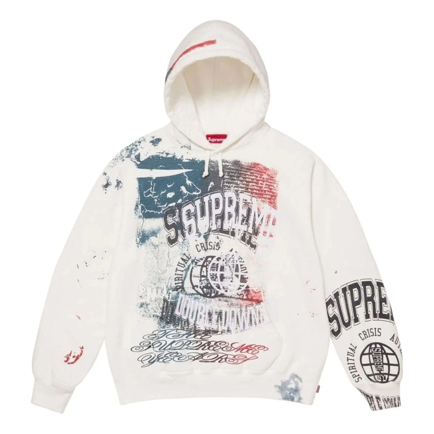 Supreme SS26 Overprint Hooded Sweatshirt 'White' SUP-SS26-363-WHT - 1