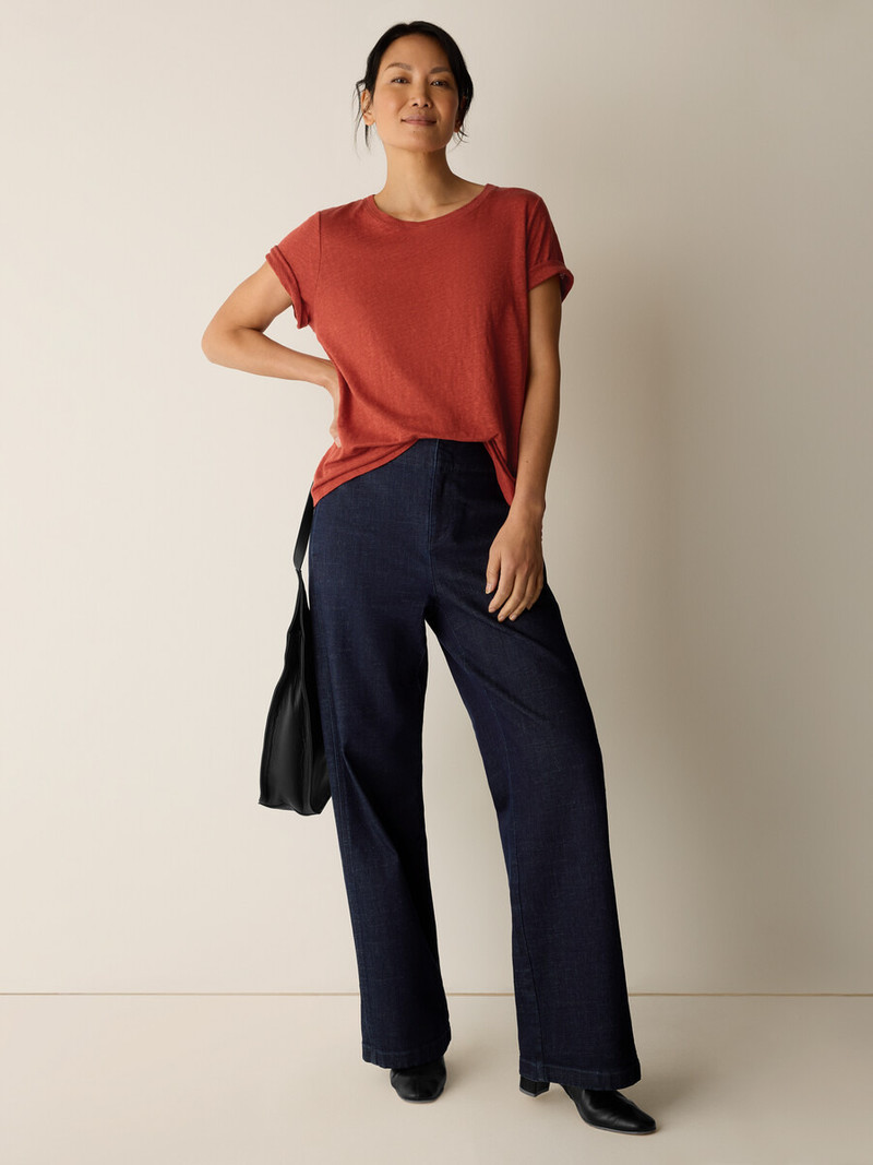 EILEEN FISHER Organic Linen Jersey Crew Neck Tee outlook