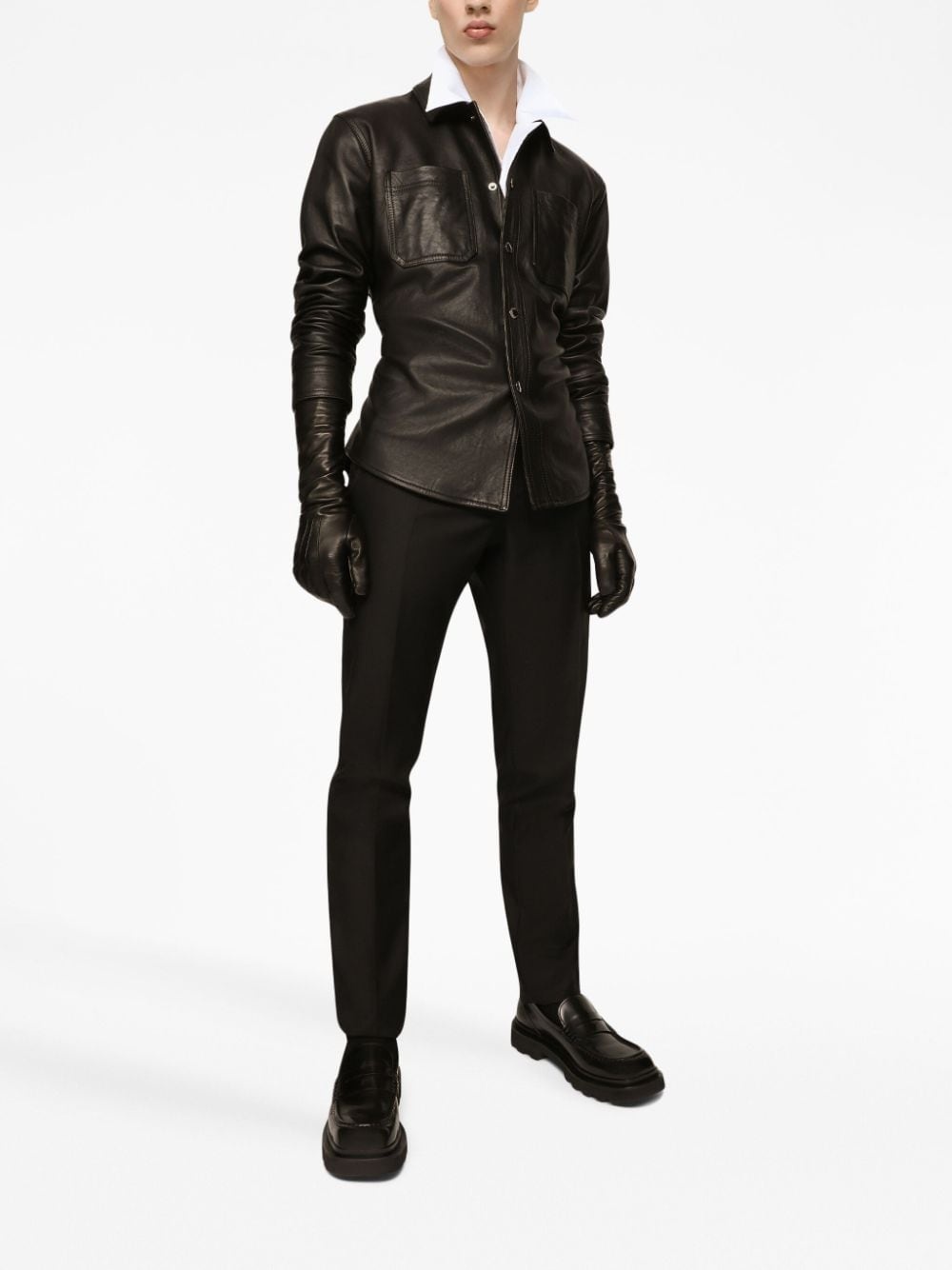 button-up leather shirt - 3