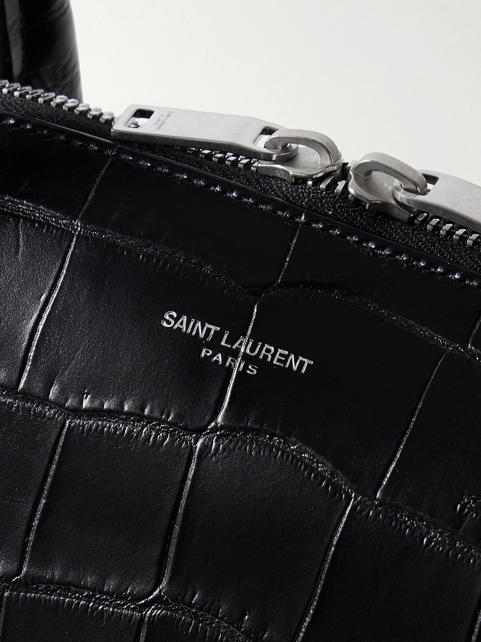 Giant Croc-Effect Leather Weekend Bag Black - 4