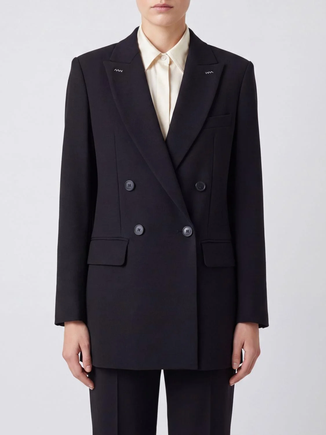 Max Mara Women Double-Breasted Wool Blazer Max Mara With Revere Collar - 1
