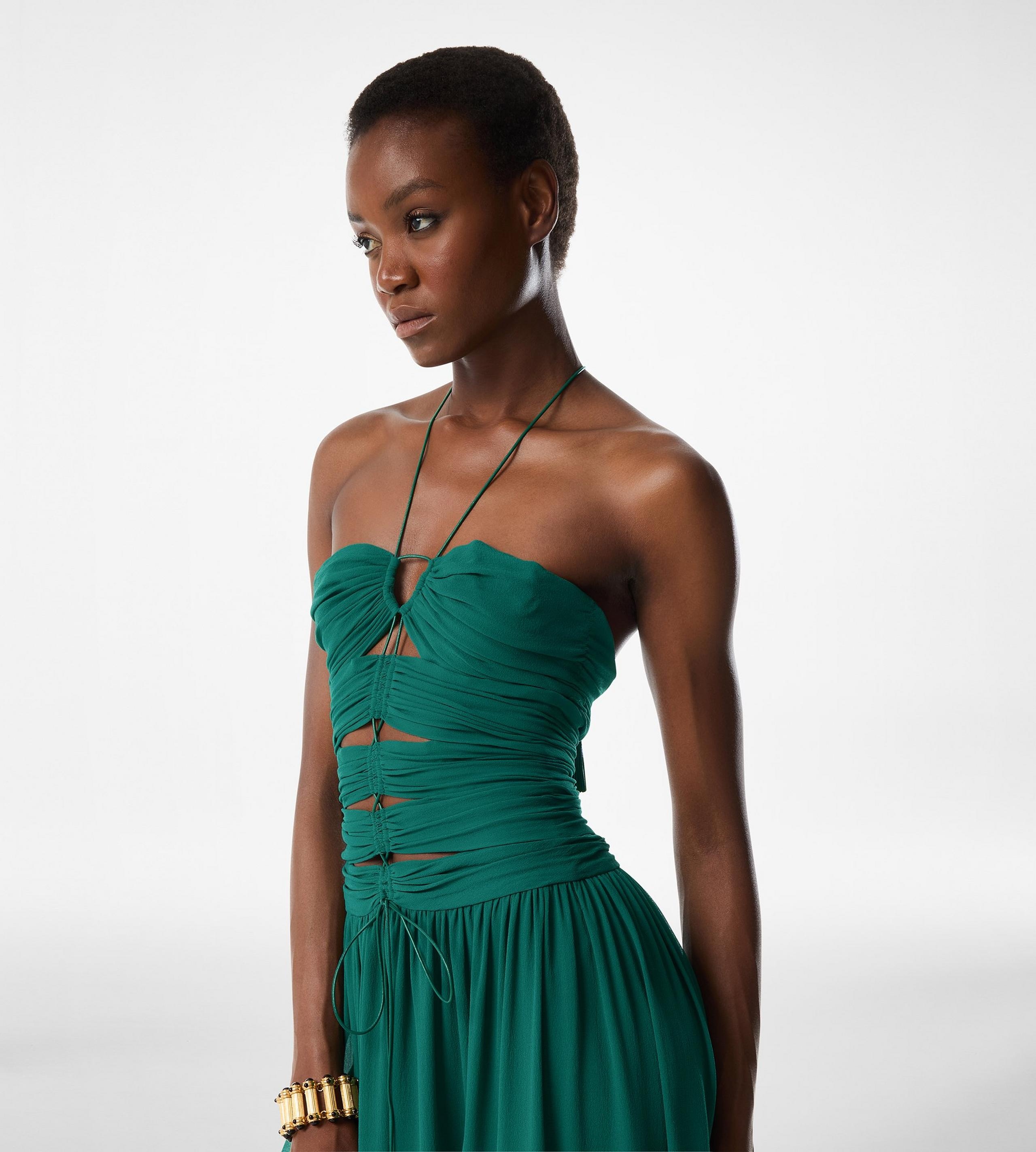 EVENING DRESS WITH DRAWSTRINGS AND CUT OUT DETAILS - 2