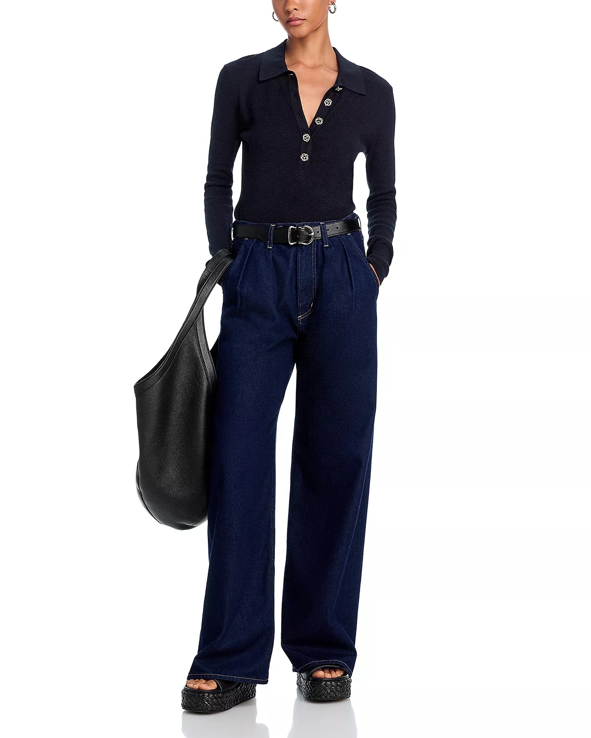 Sterling Jewel Button Collared Sweater - 2