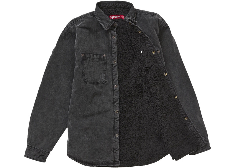 Supreme Supreme Faux Shearling Lined Work Shirt Black Denim outlook