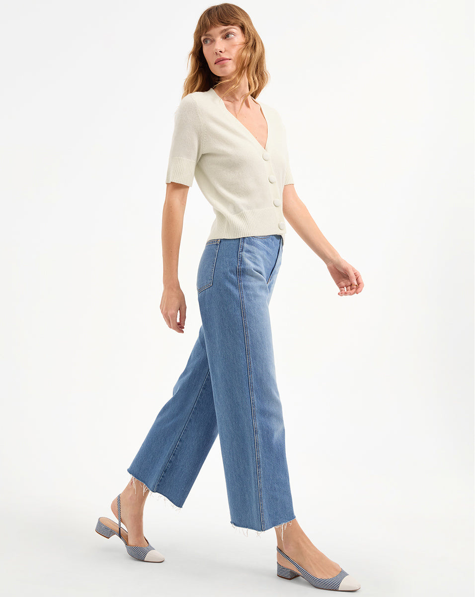 SOLENE SHORT SLEEVE CASHMERE CARDIGAN - 4