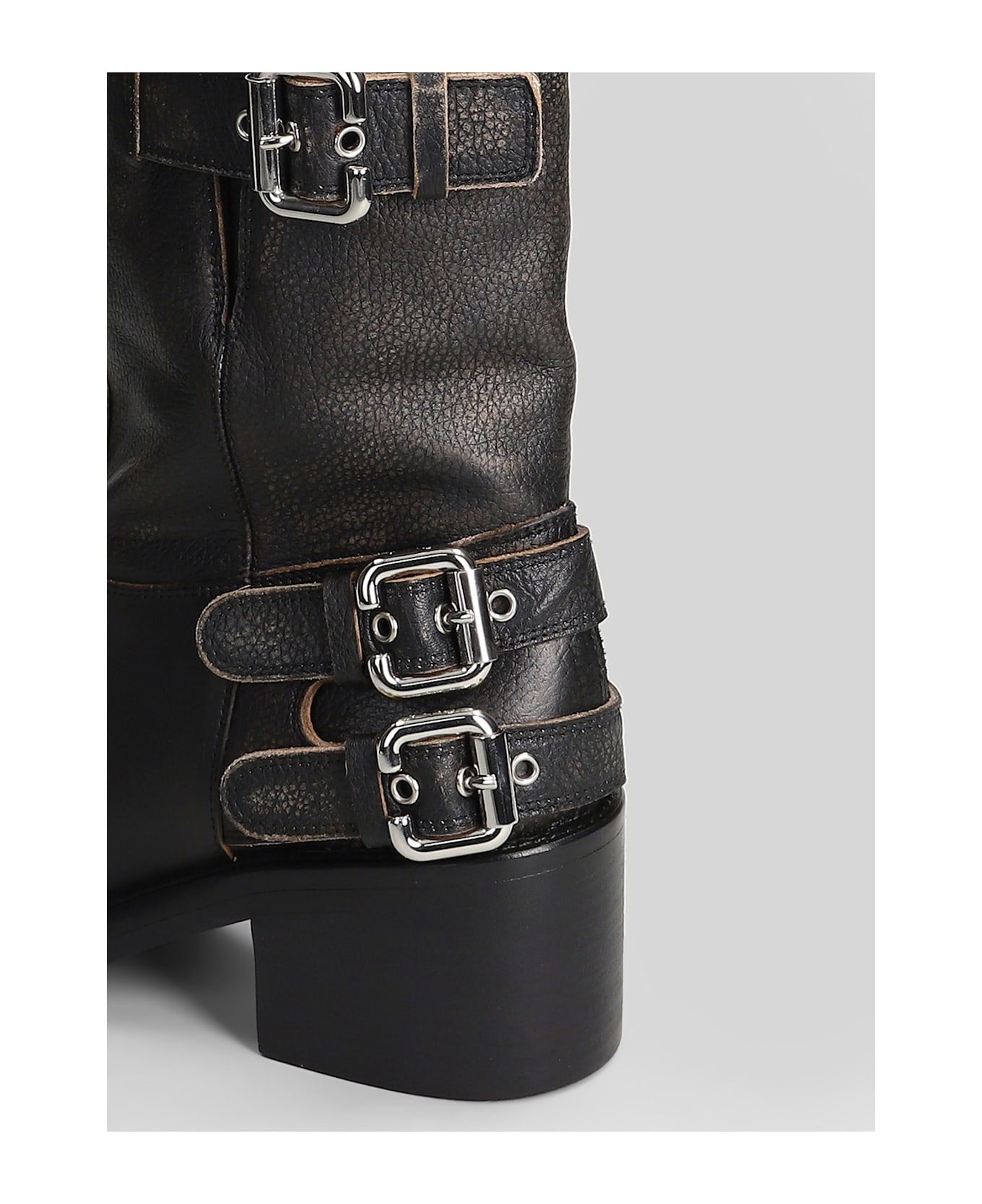Dakota Low Heels Boots In Black Leather - 5