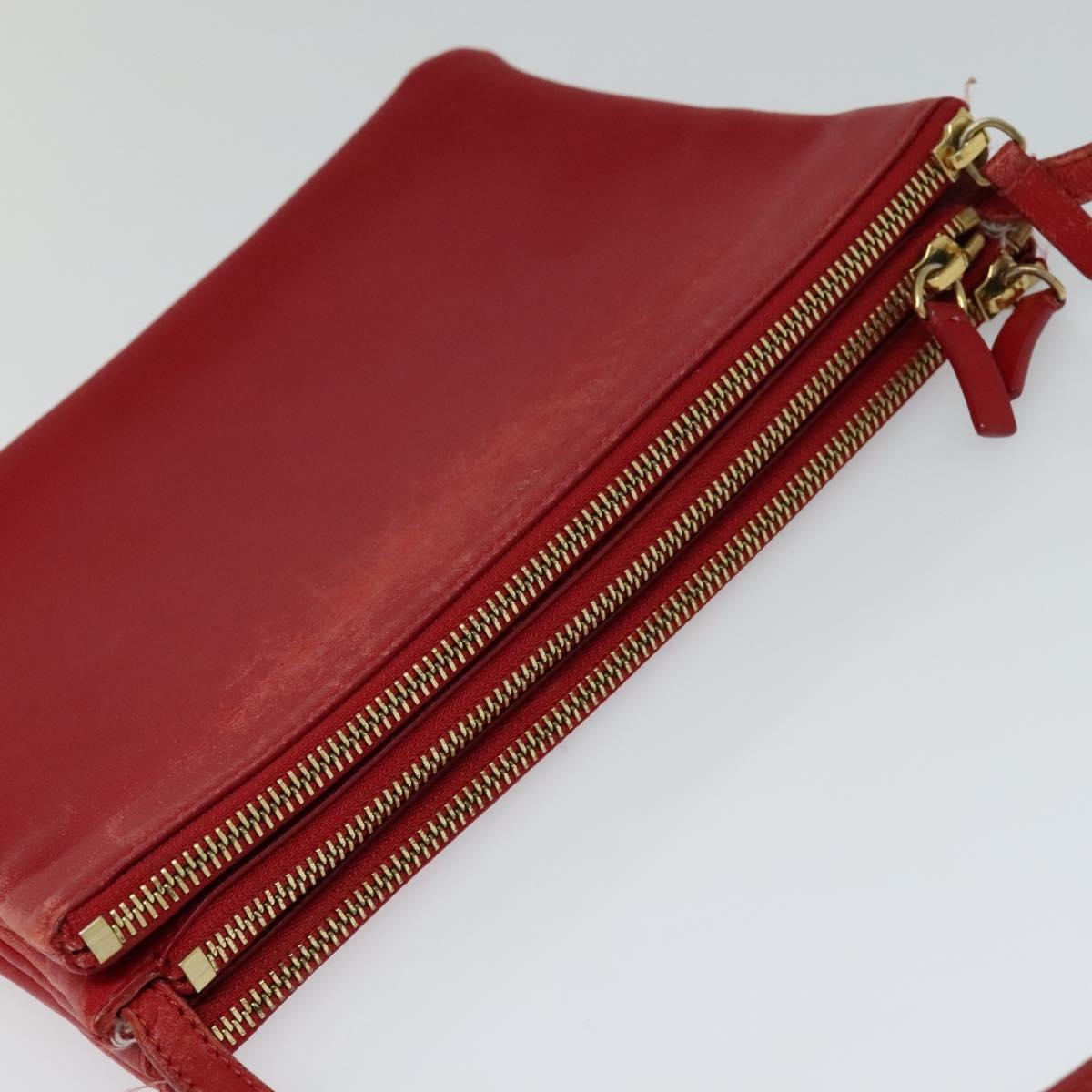 CELINE Trio Small Shoulder Bag Leather Red Gold - 6