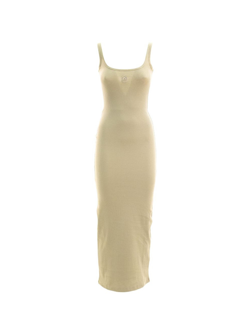 Crescent Moon-embroidered ribbed midi dress 1