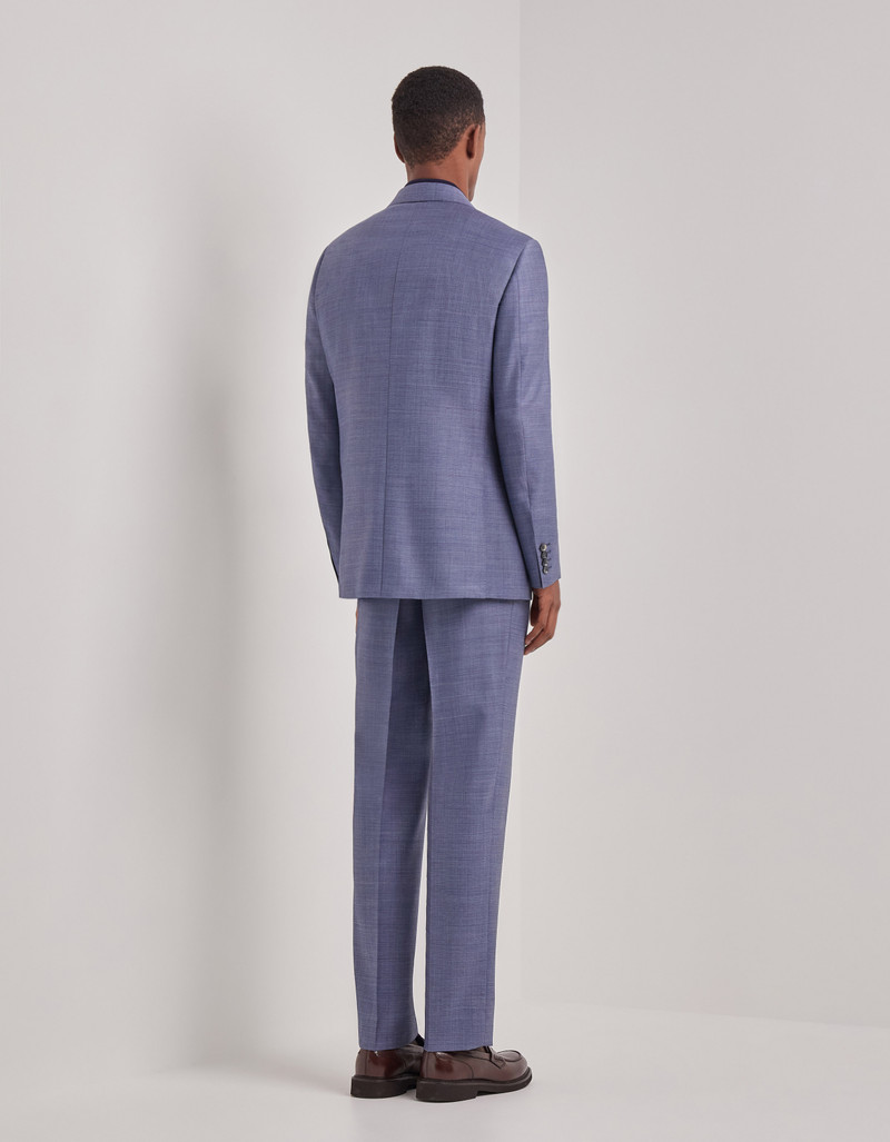 LIGHT BLUE DENIM-EFFECT WOOL REGULAR-FIT SUIT 4