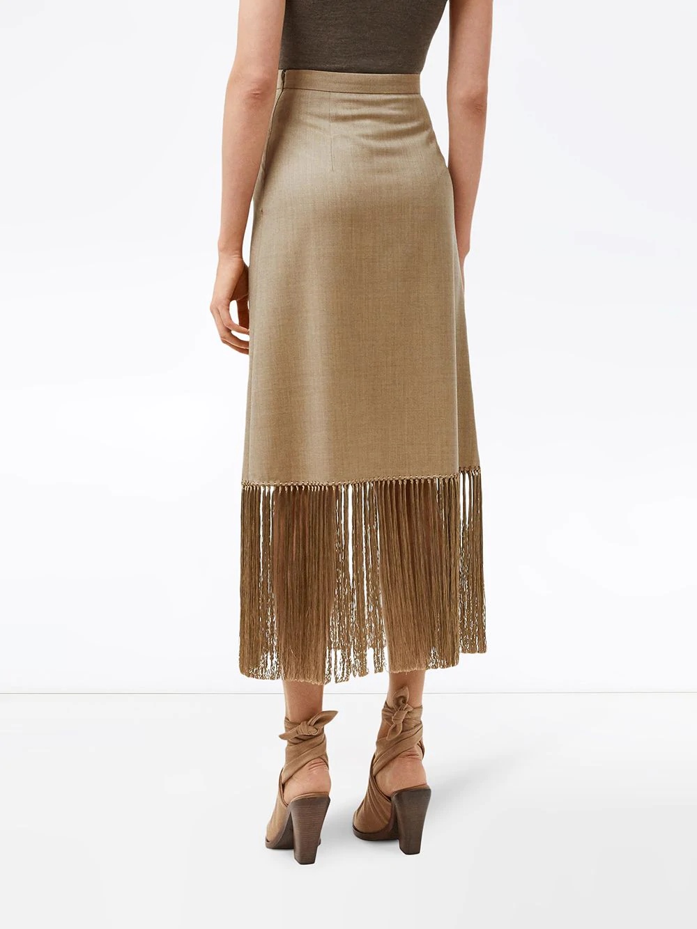 fringed A-line skirt - 4