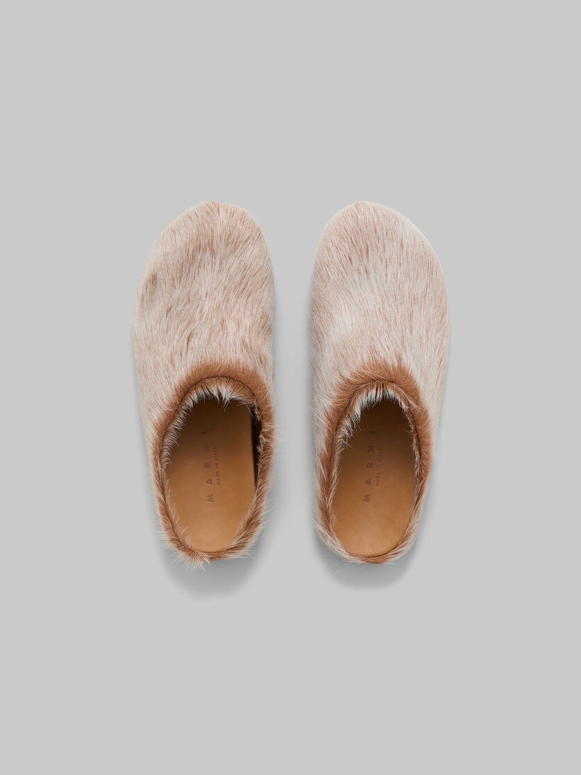 BEIGE LONG HAIR CALFSKIN FUSSBETT SABOT - 4