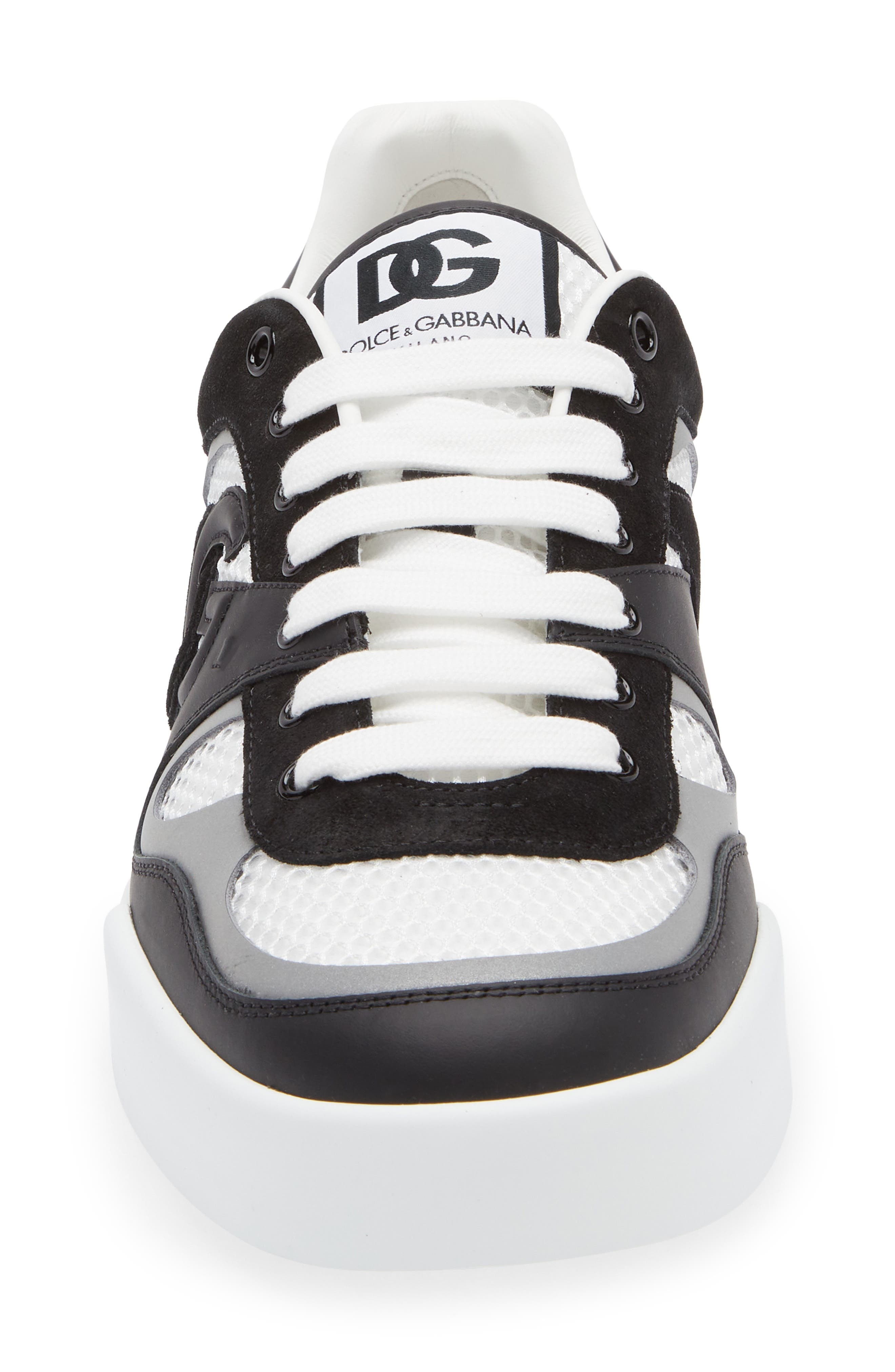 Dolce&Gabbana Mesh & Leather Sneaker in 89697-Bianco/Nero at Nordstrom - 4
